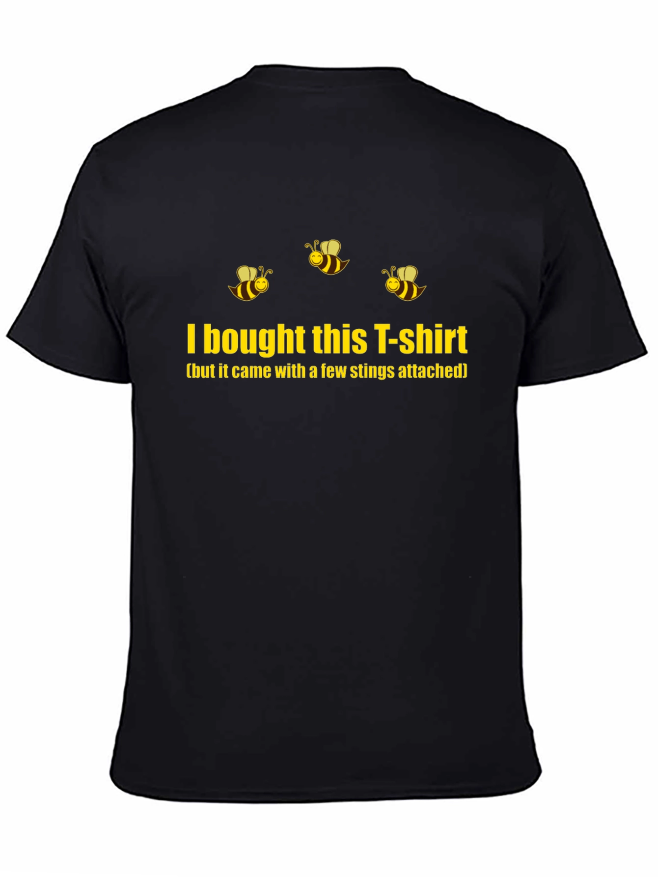 Black Humorous Bee Sting T-Shirt - Black Cotton Blend view 4