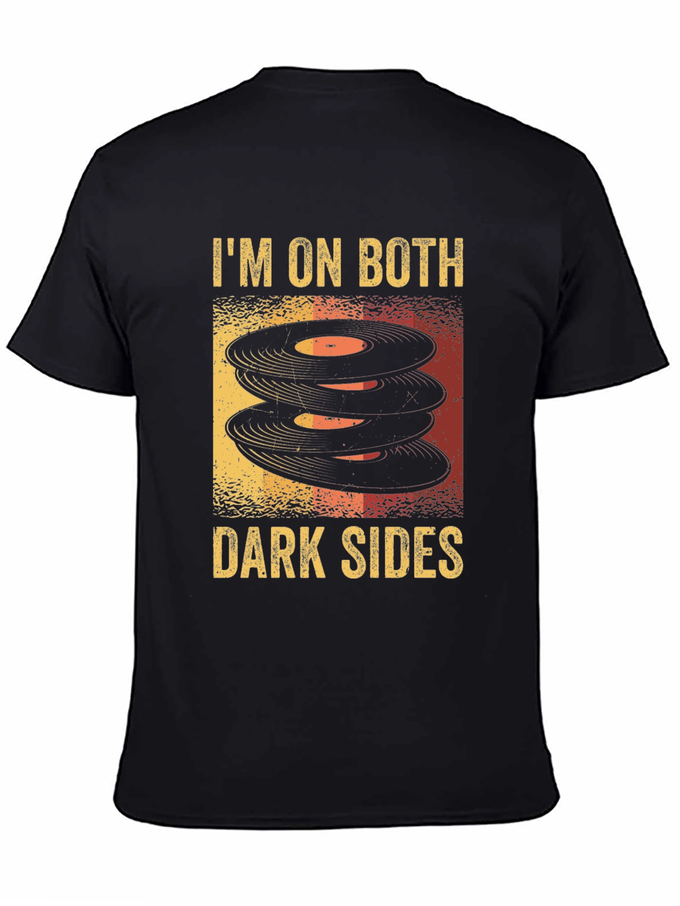 Black I'm On Both Dark Sides T-Shirt Vintage Record Vinyl Music Tee view 4
