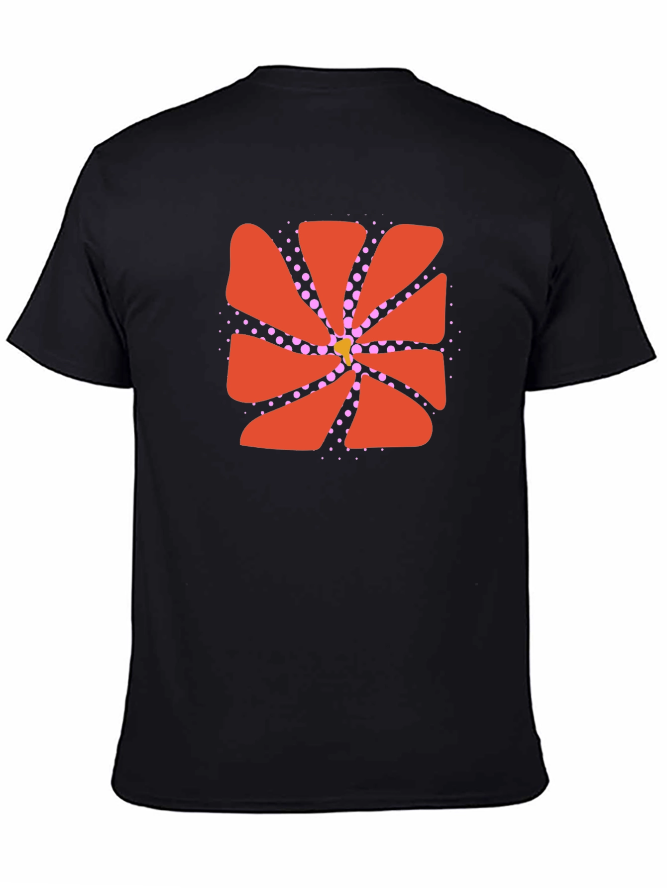 Black Abstract Flower Graphic Black Tee view 4