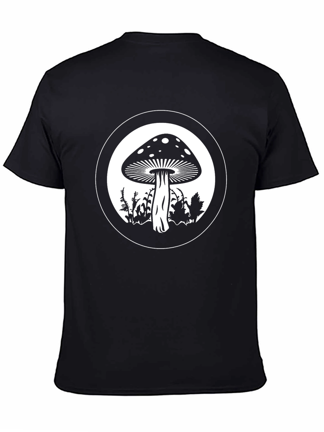 Black Mushroom Circle Graphic Tee - Black Cotton Blend view 4