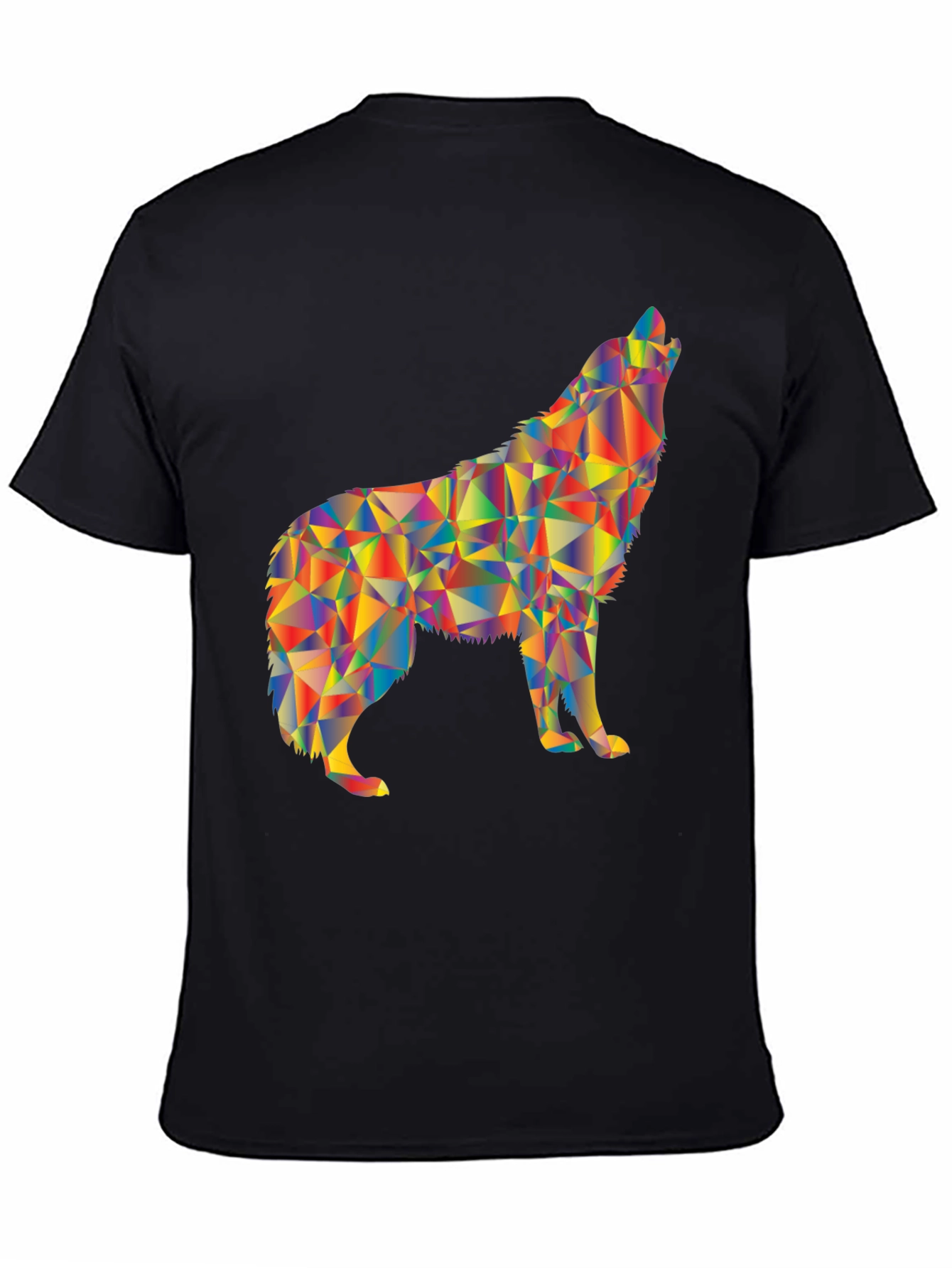 Black Geometric Wolf Graphic T-Shirt view 4