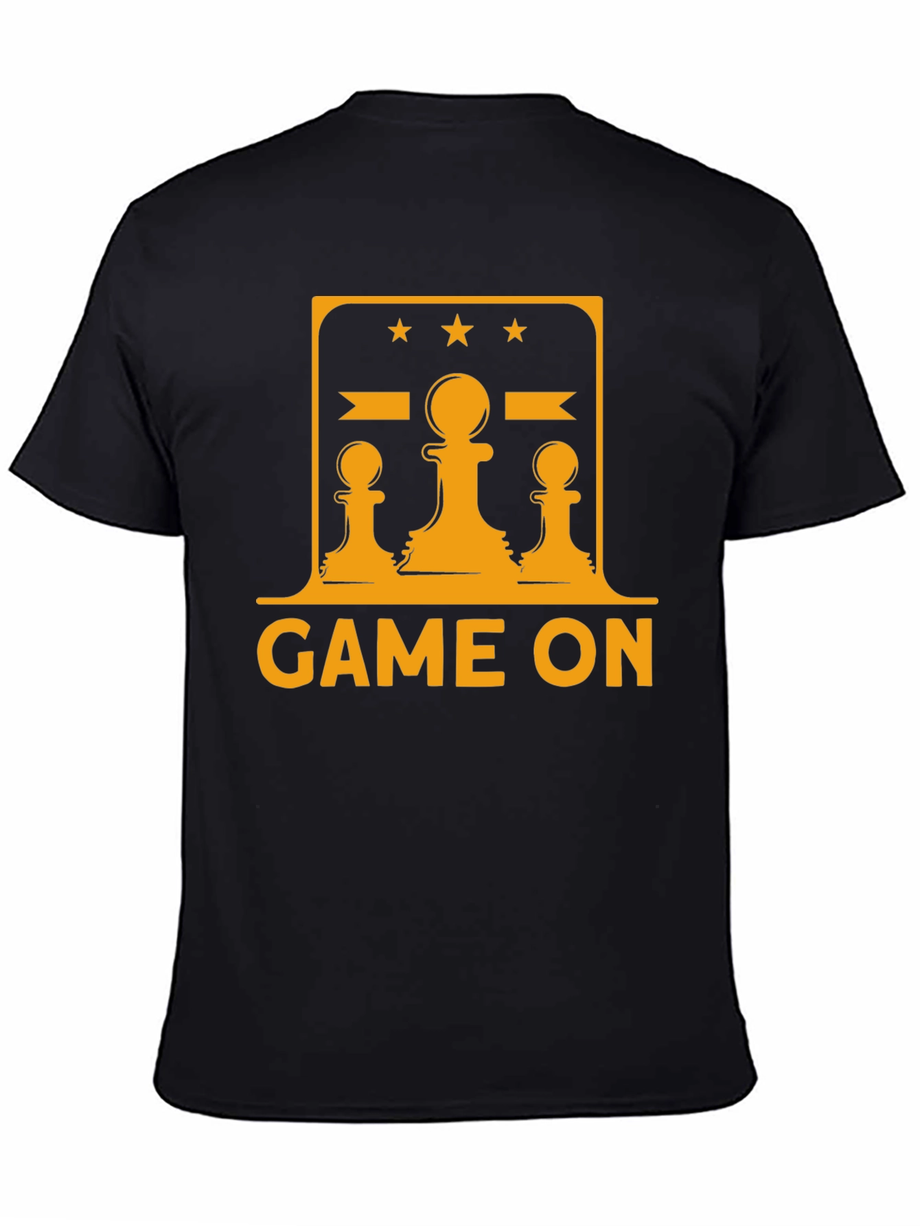 Black Game On Chess Graphic Tee - Black Cotton T-Shirt view 4