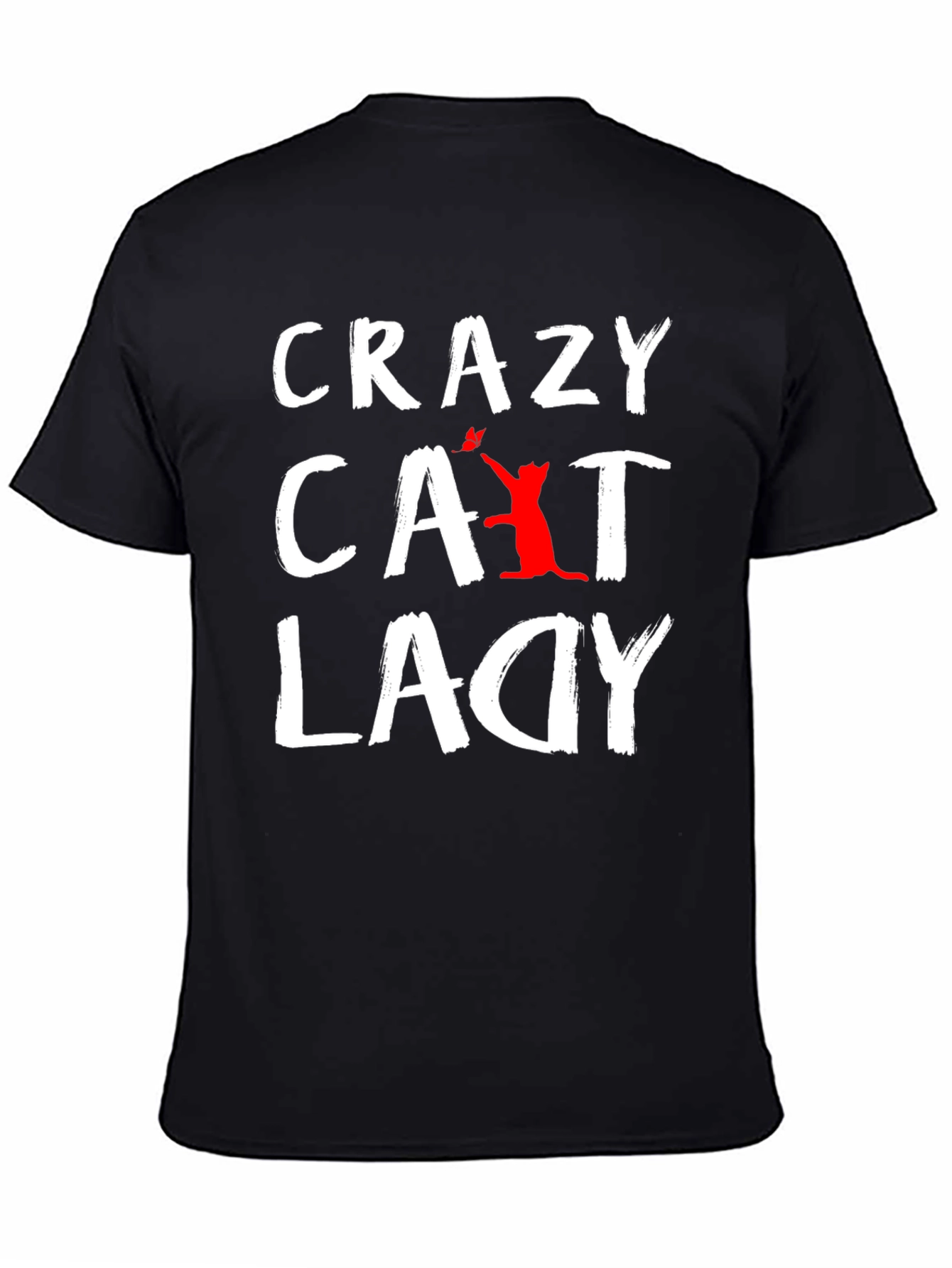 Black Crazy Cat Lady T-Shirt - Unisex Graphic Tee view 4
