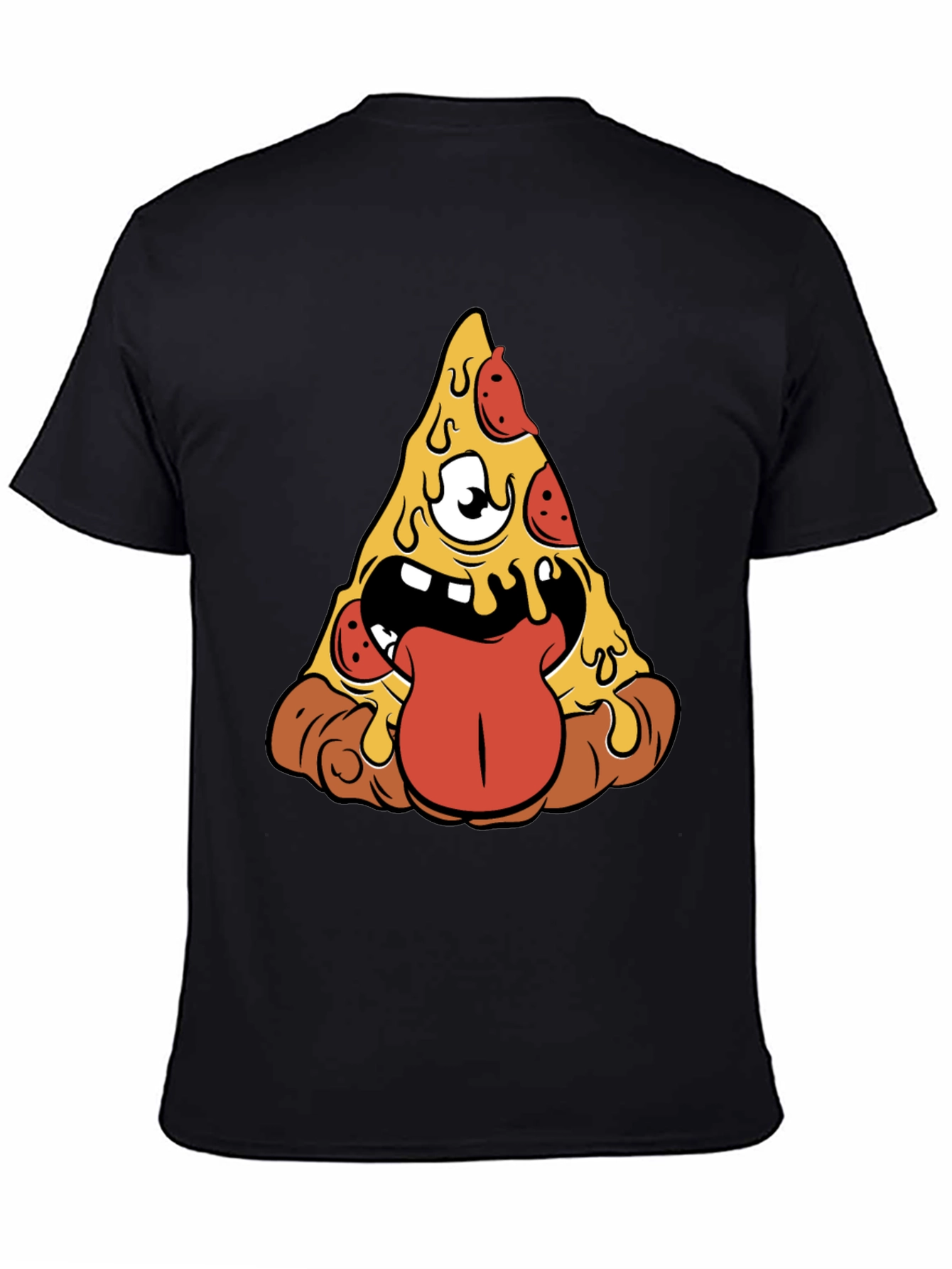 Black Pizza Monster Graphic Tee - Black Short Sleeve view 4
