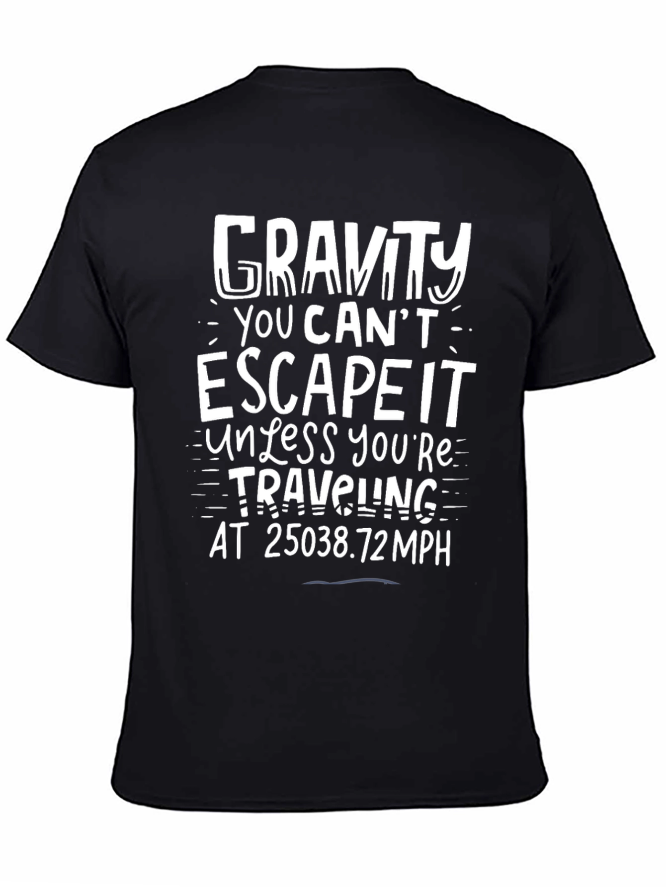 Black Gravity Escape Velocity Graphic Tee view 4