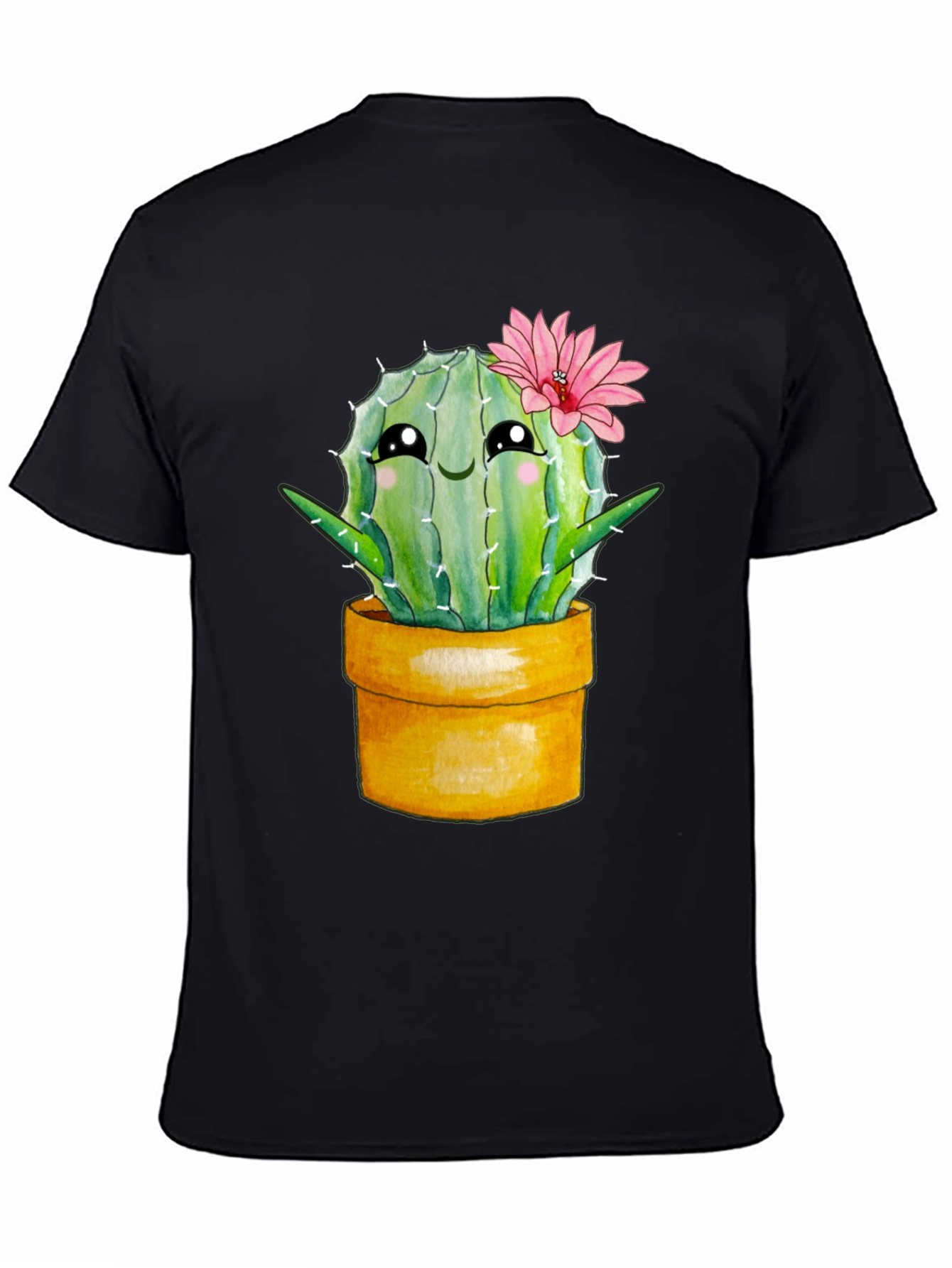 Black Cute Cactus Potted Plant Graphic Tee view 4