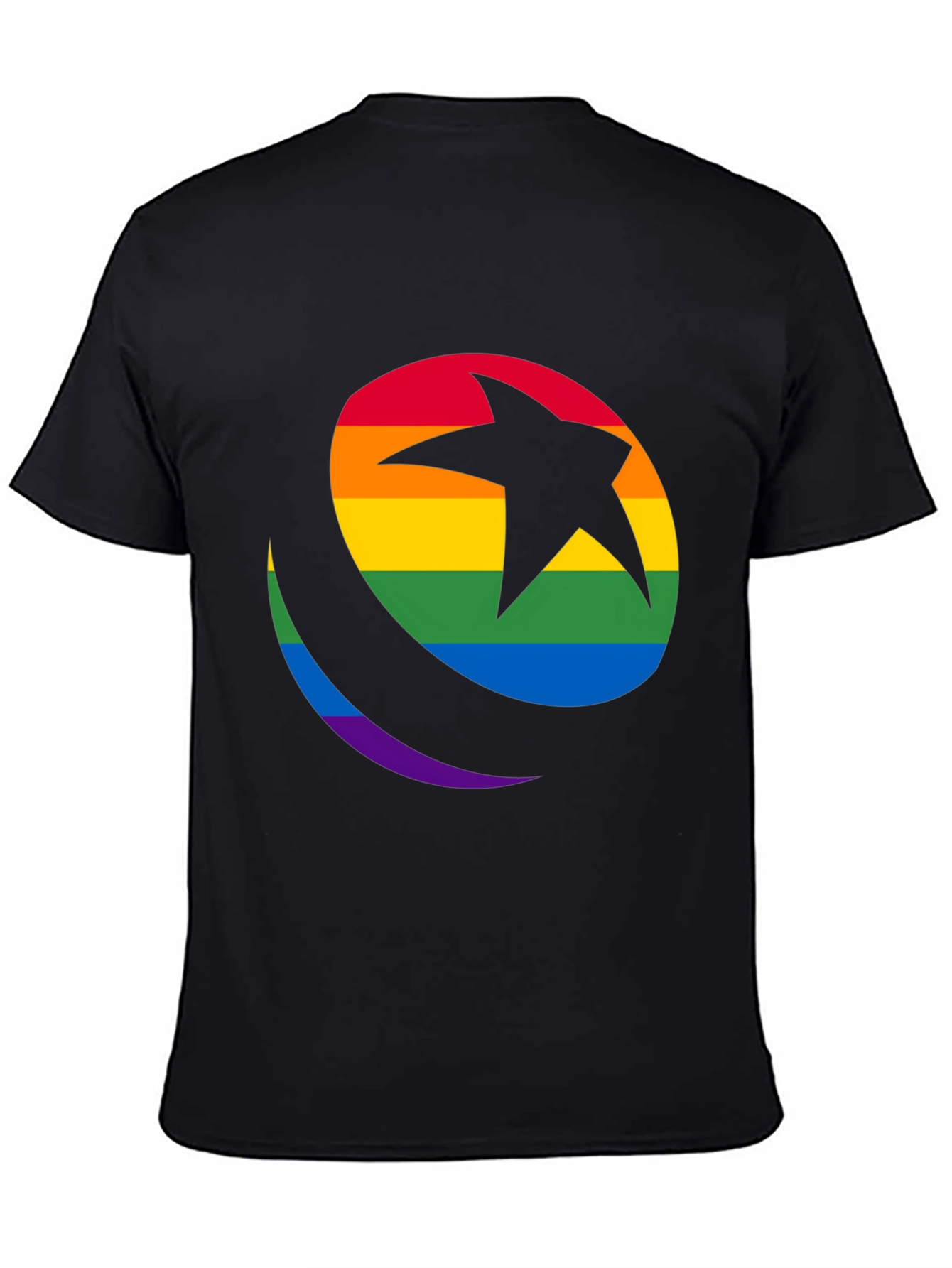 Black Rainbow Star & Crescent Black T-Shirt view 4