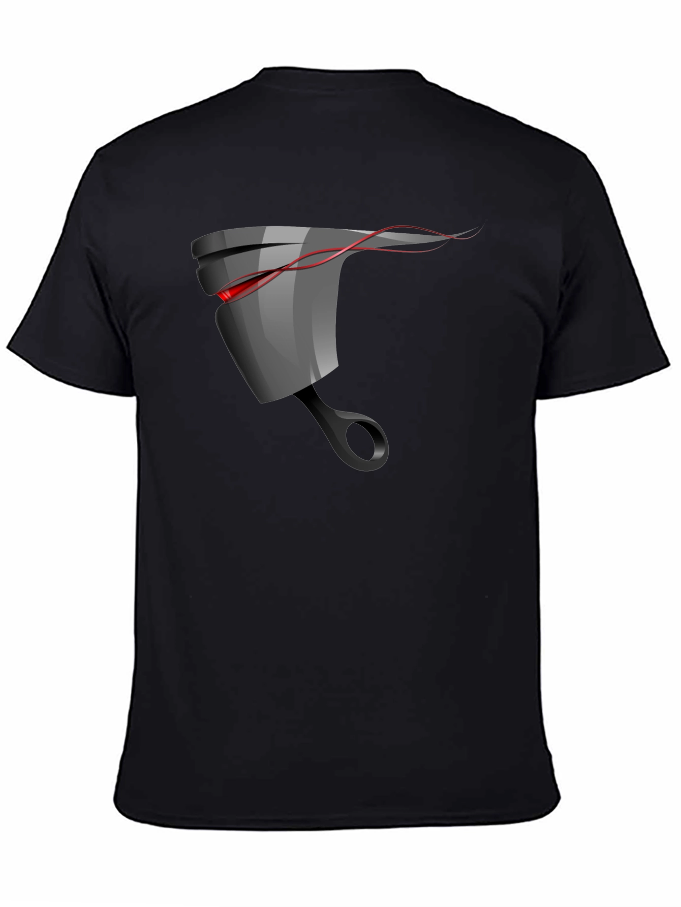 Black Men's Black Graphic T-Shirt - Piston Design view 4