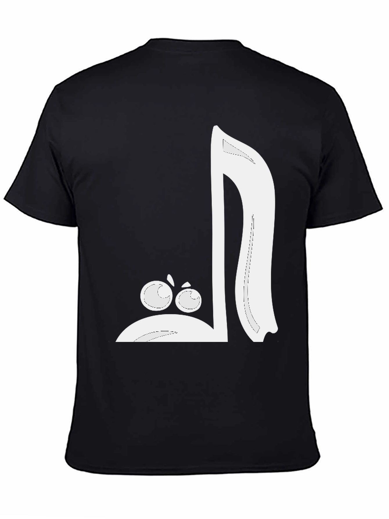 Black Cartoon Music Note Graphic Tee - Black Cotton Blend view 4