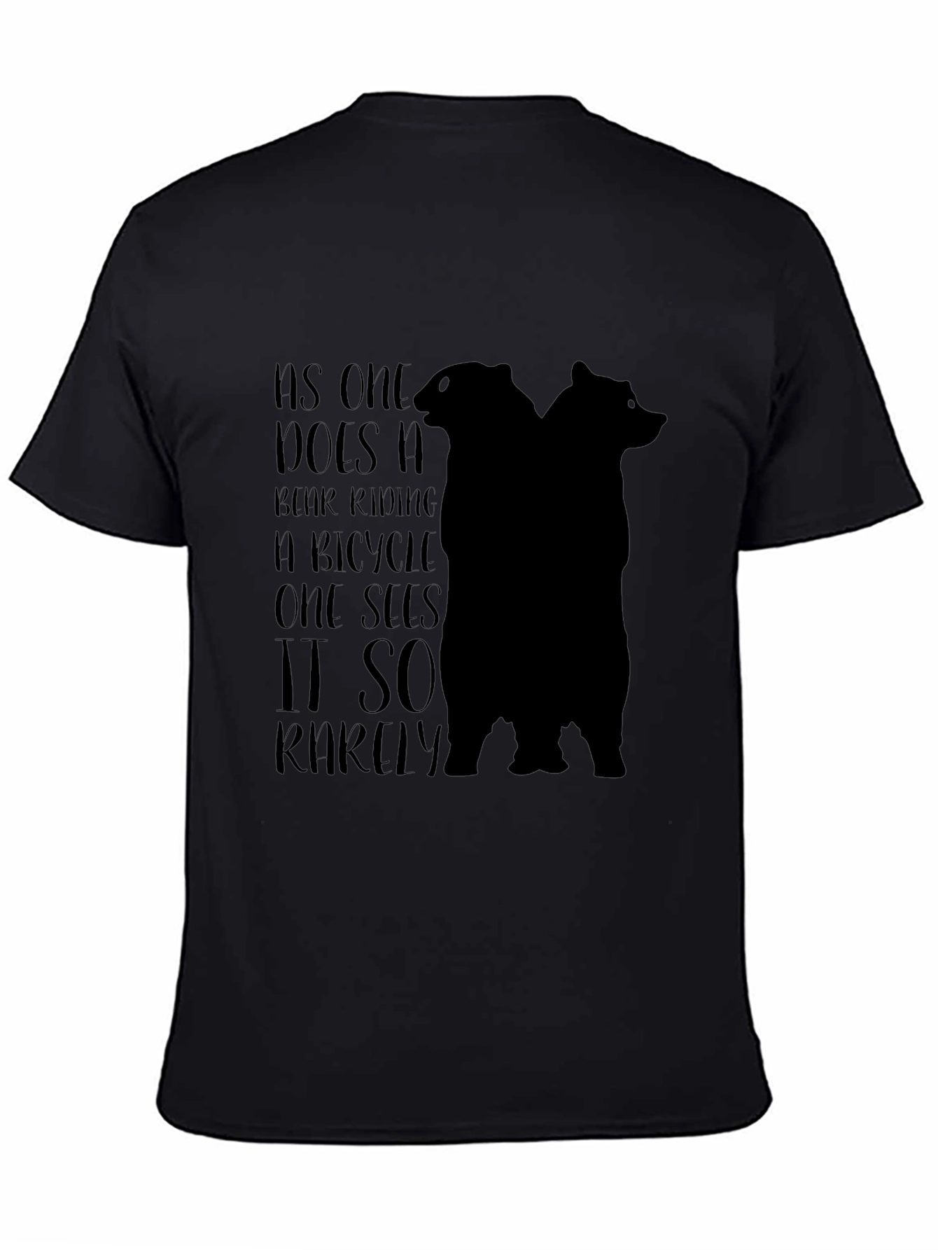 Black Bear Riding Bicycle Tee - Unisex Black T-Shirt view 4