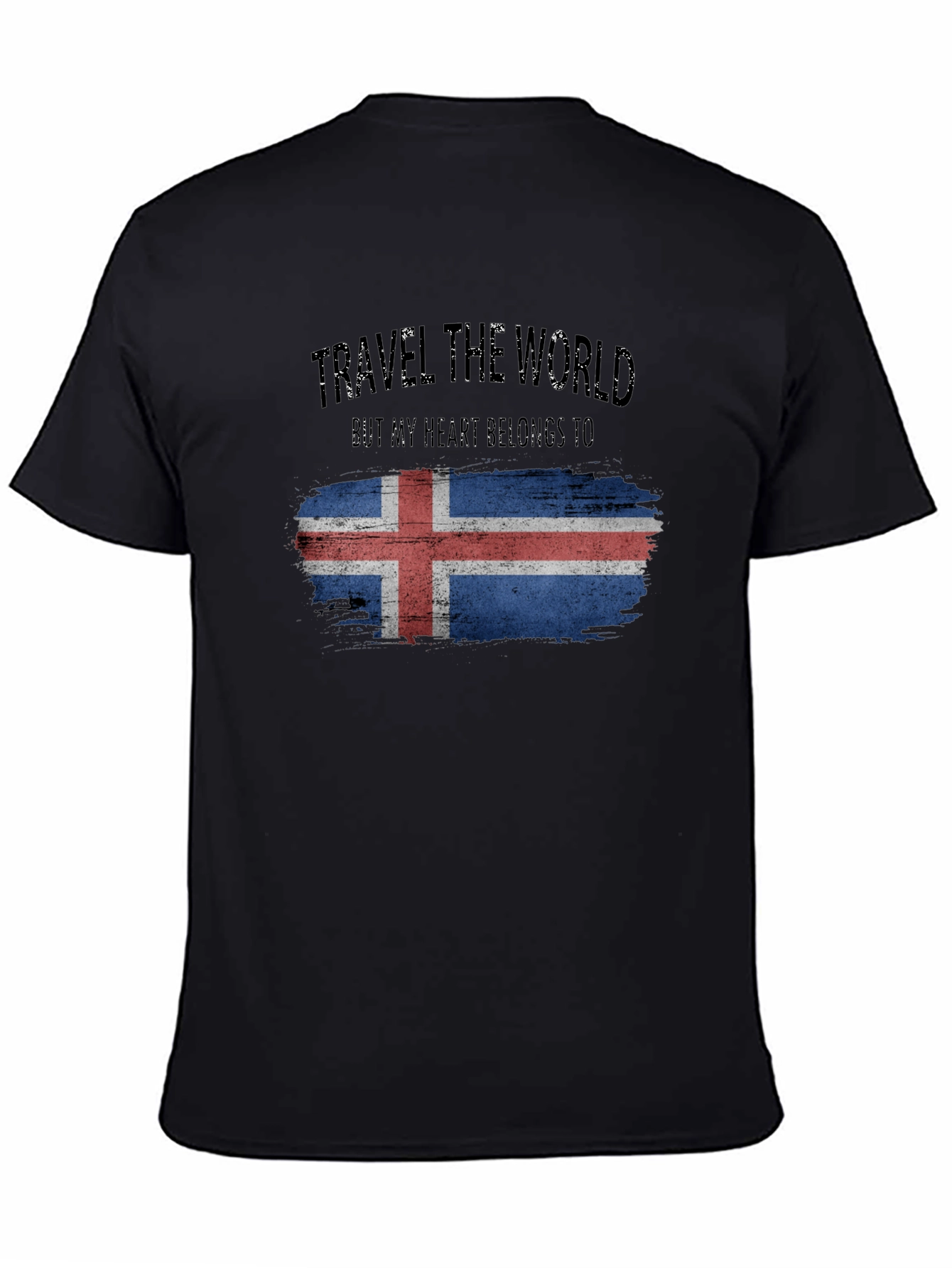 Black Iceland Flag Travel T-Shirt view 4
