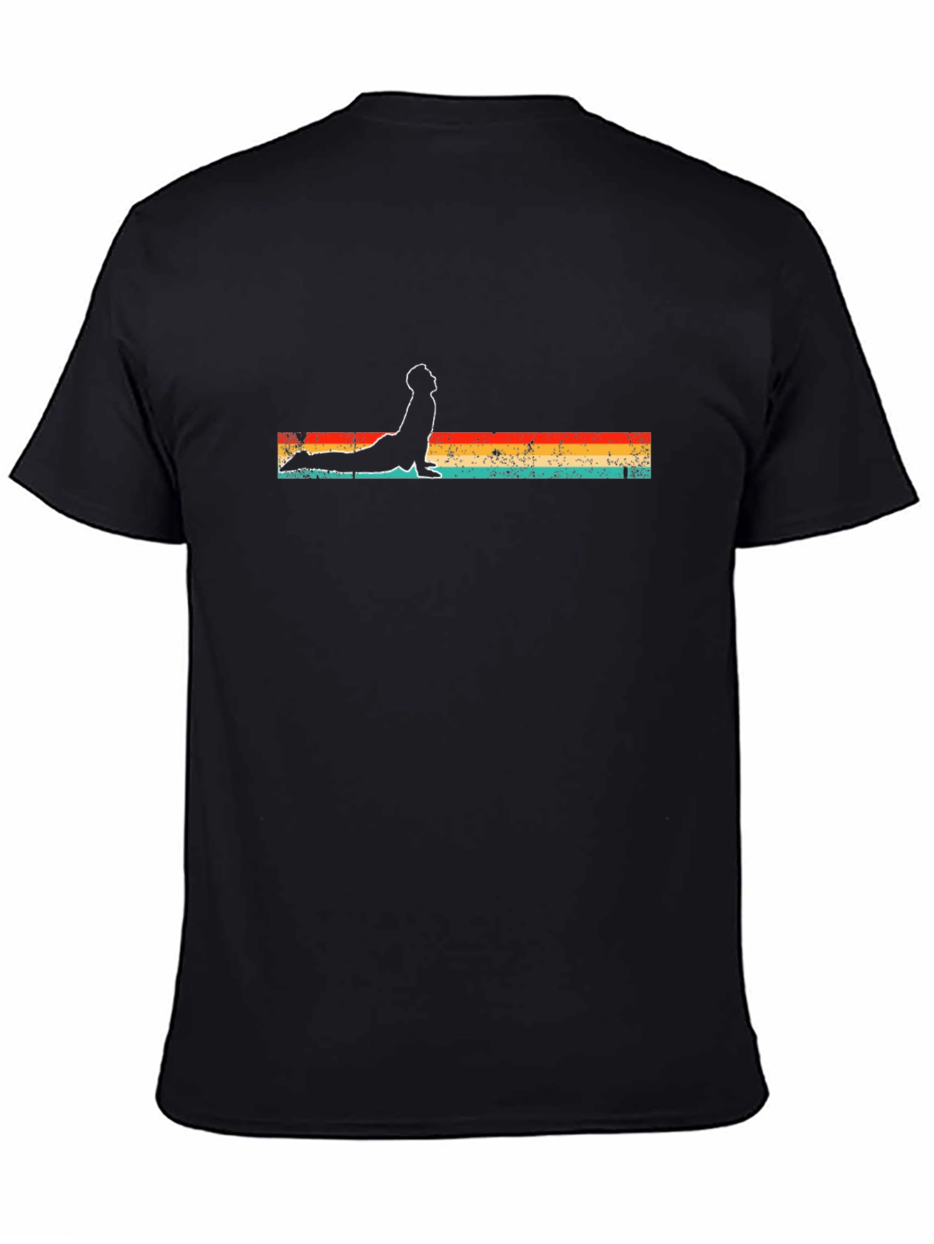 Black Retro Yoga Pose Graphic Black T-Shirt view 4