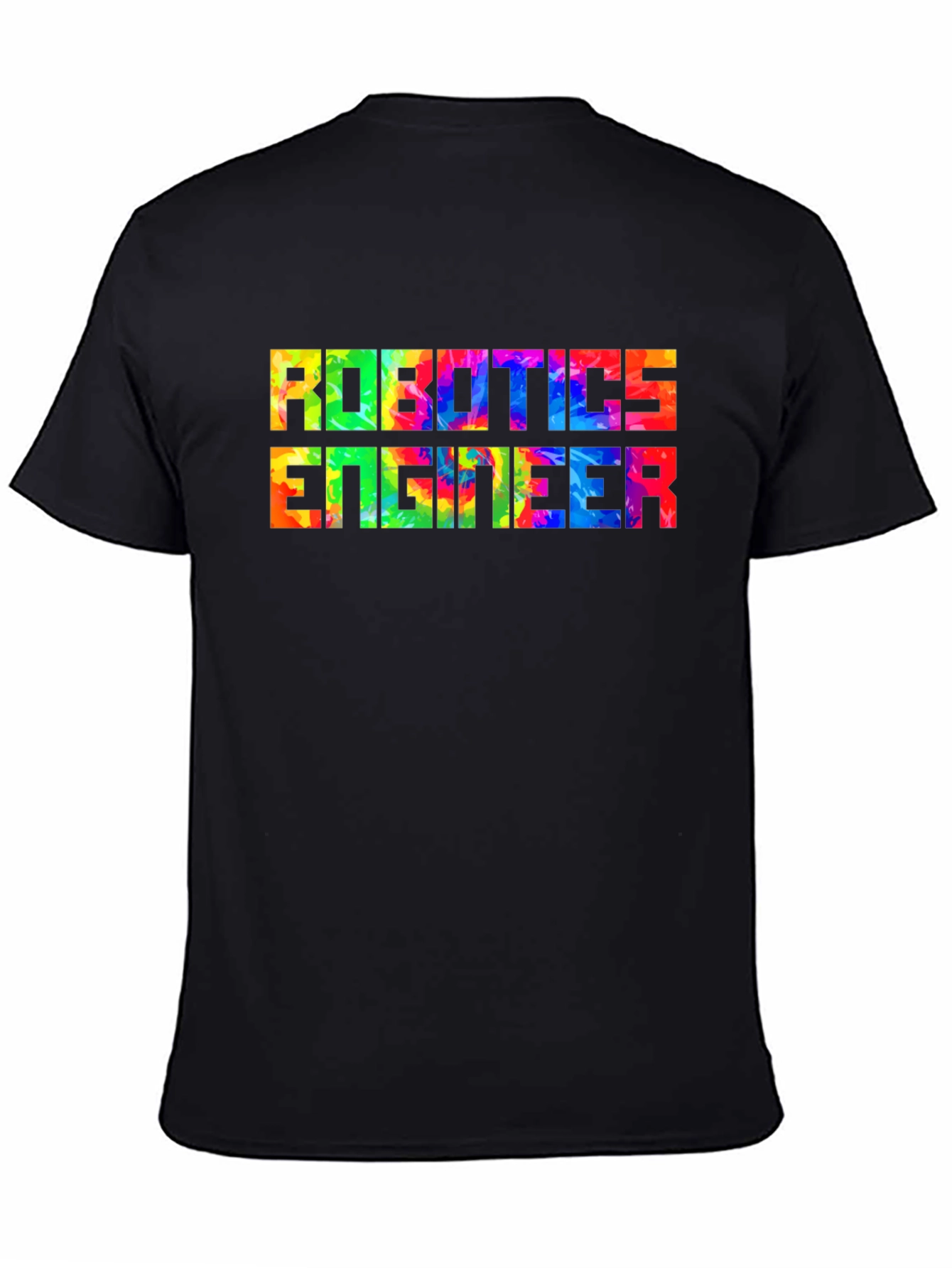Black Robotics Engineer T-Shirt - Colorful Design view 4