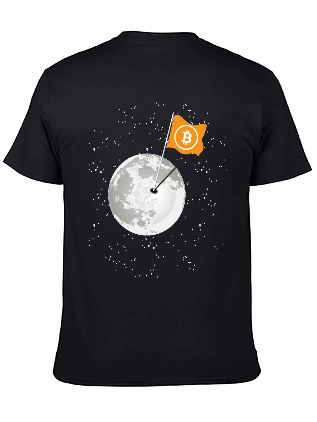 Black Bitcoin Moon Landing Black T-Shirt view 4