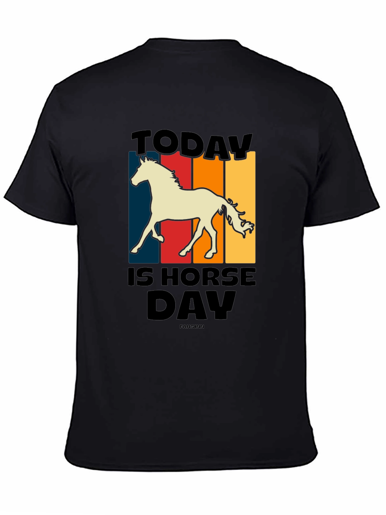 Black Today Is Horse Day Retro Graphic Tee view 4