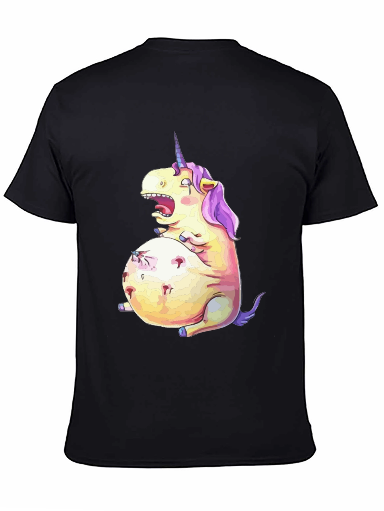 Black Funny Unicorn Graphic Tee - Black Cotton T-Shirt view 4