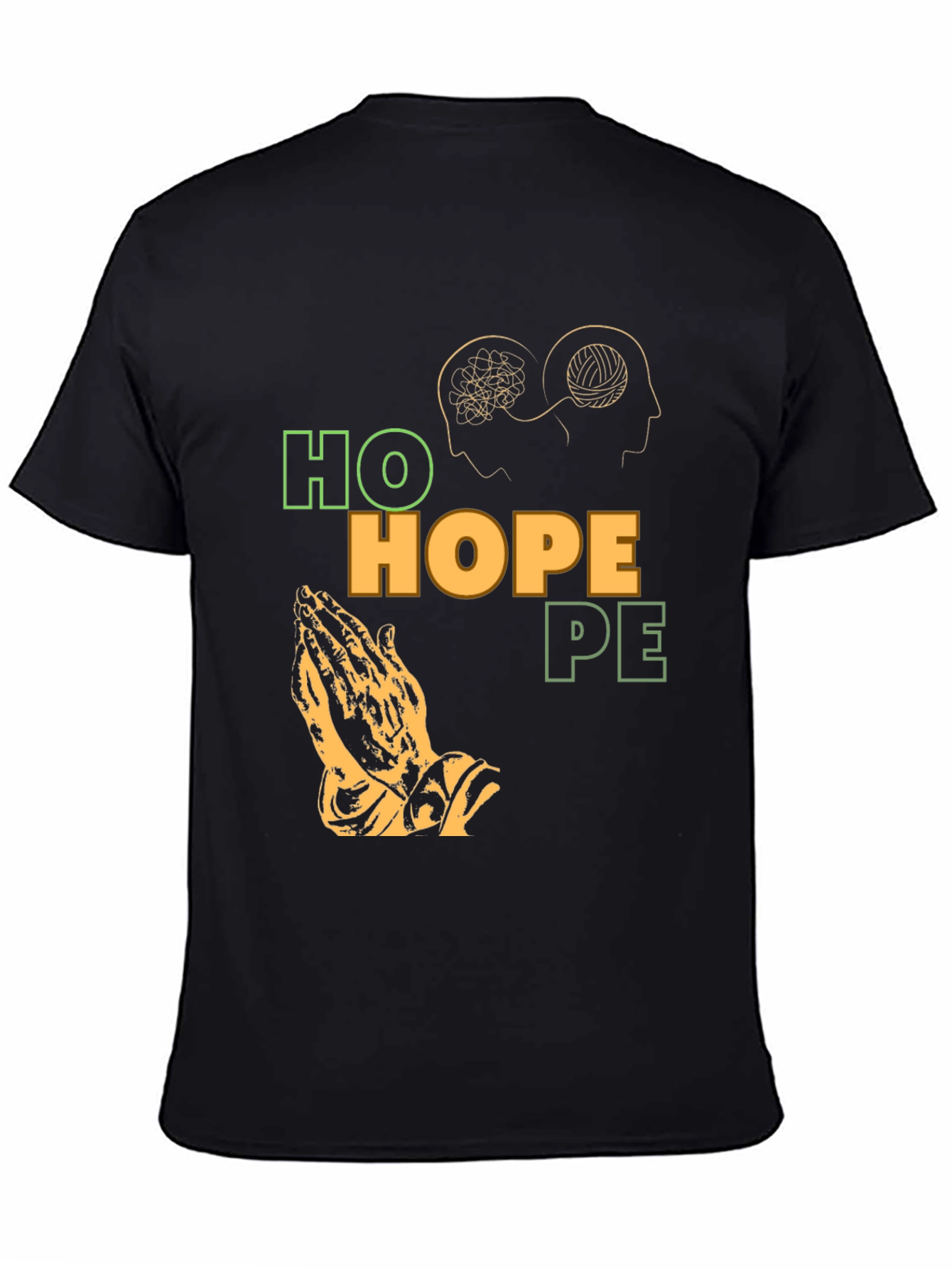 Black Hope Graphic T-Shirt, Unique Praying Hands Design view 4