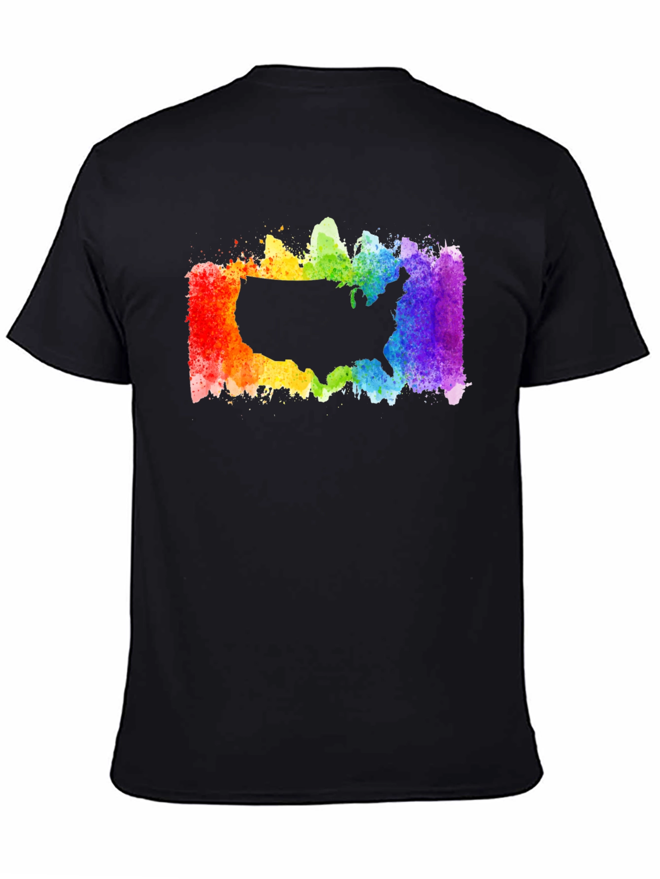 Black USA Rainbow Pride T-Shirt view 4