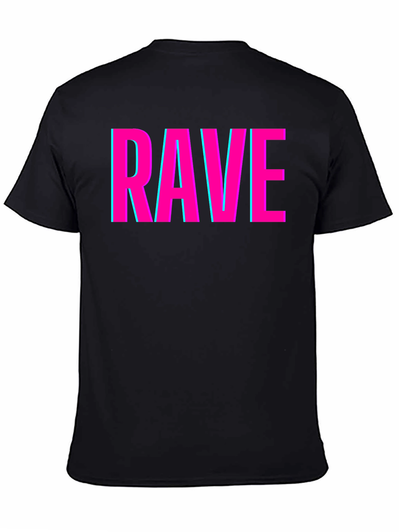 Black Rave Graphic Tee - Neon Pink & Blue view 4