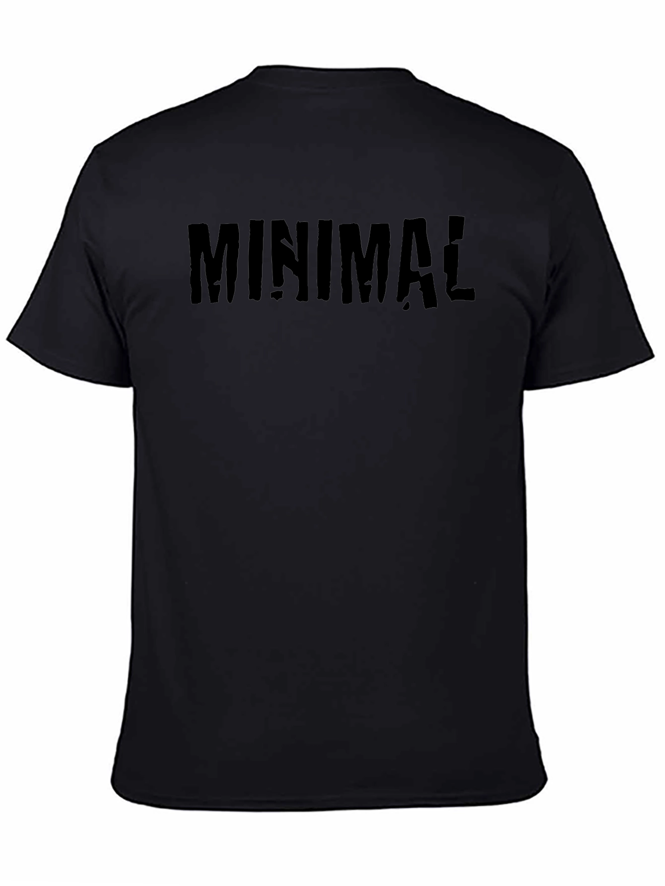 Black Minimalist Black T-Shirt with Distressed Text Print view 4