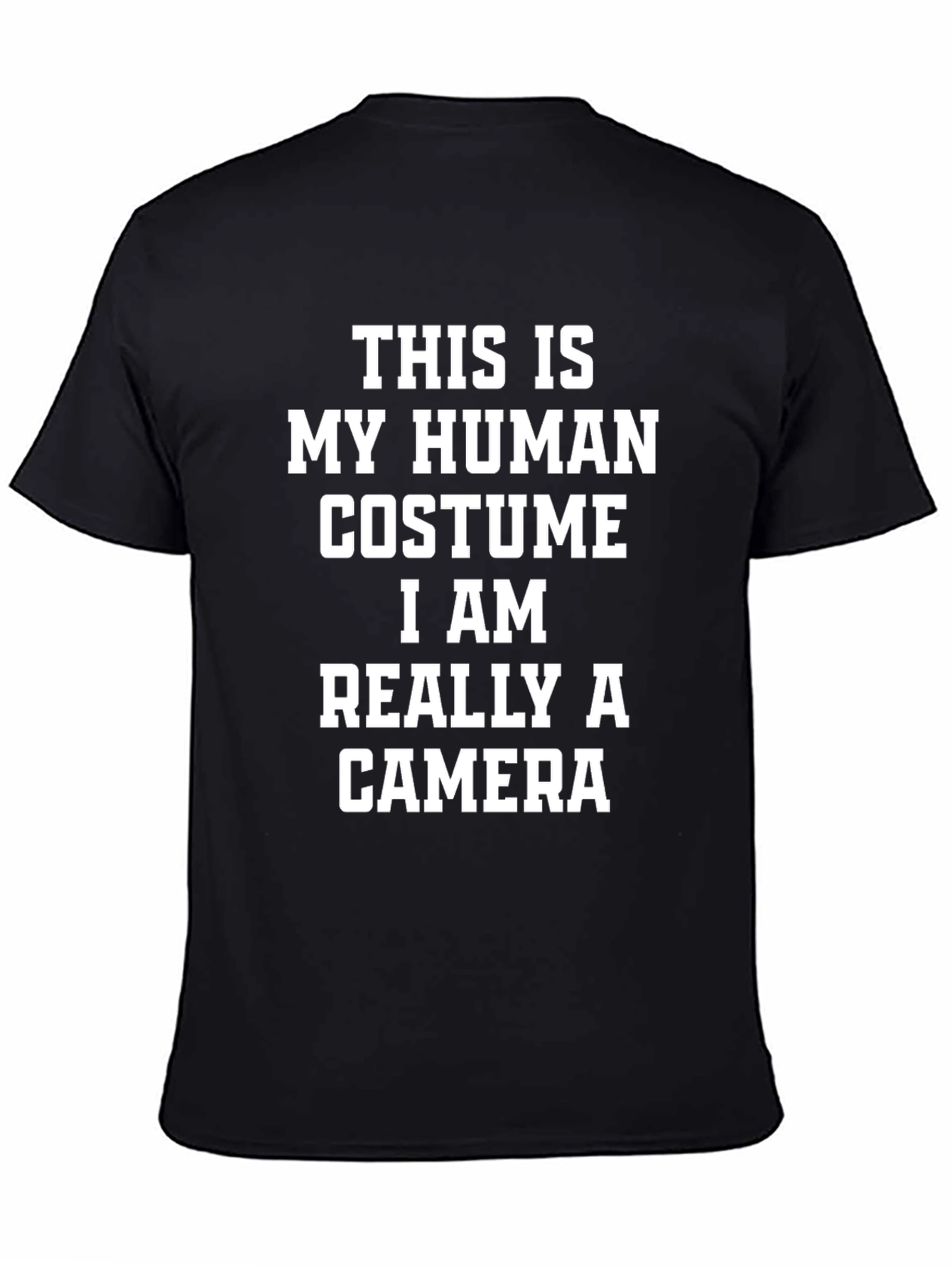 Black Funny Camera T-Shirt - Human Costume Tee view 4