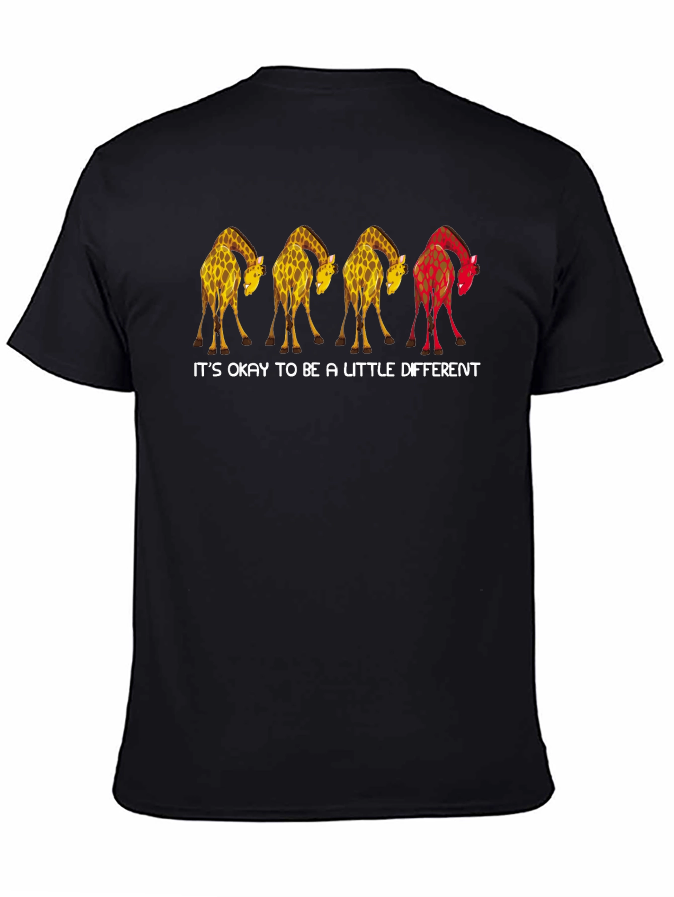Black Unique Giraffe Graphic Tee - It's Okay to Be Different! view 4