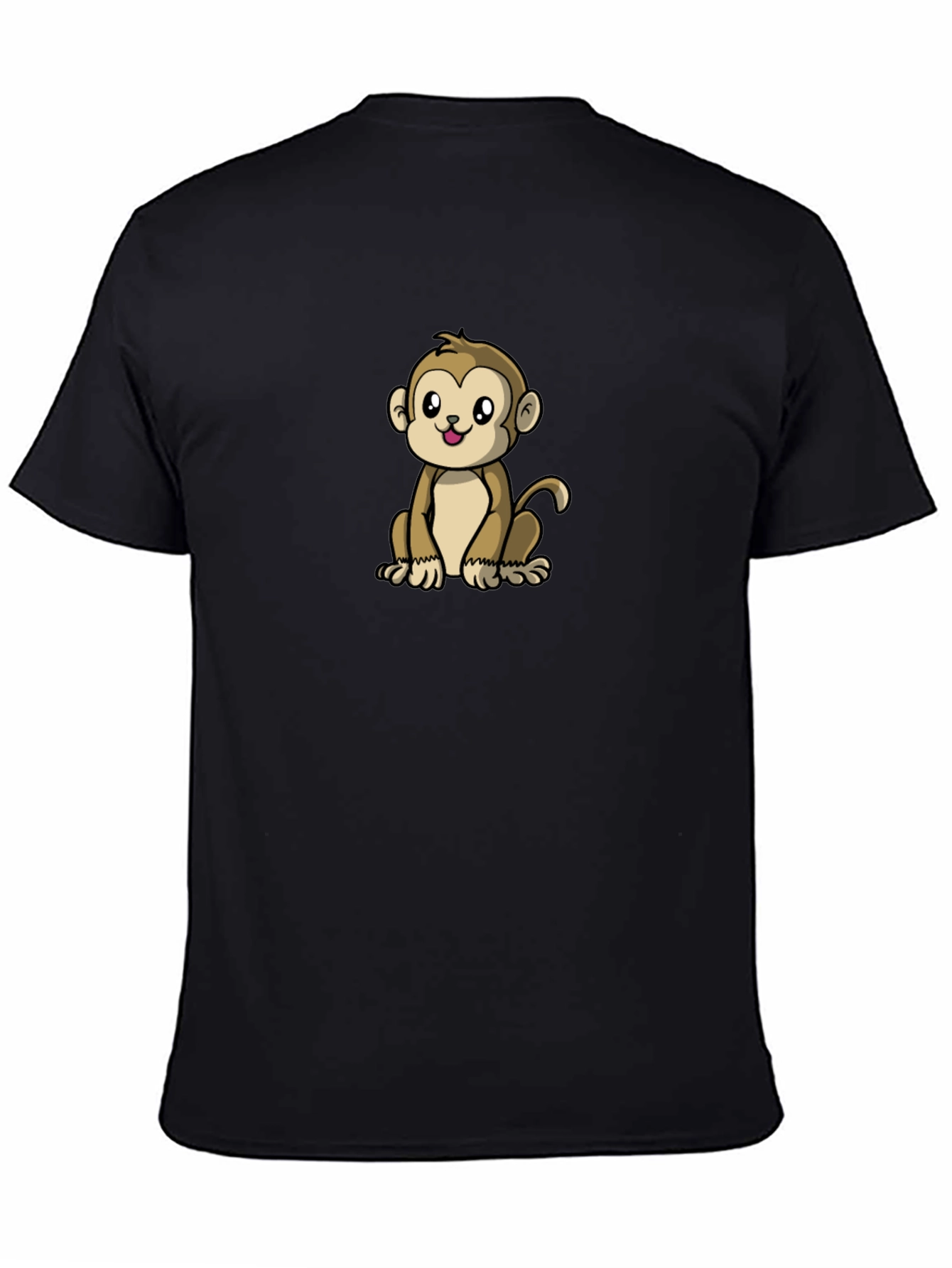 Black Cute Monkey Graphic Black T-Shirt view 4