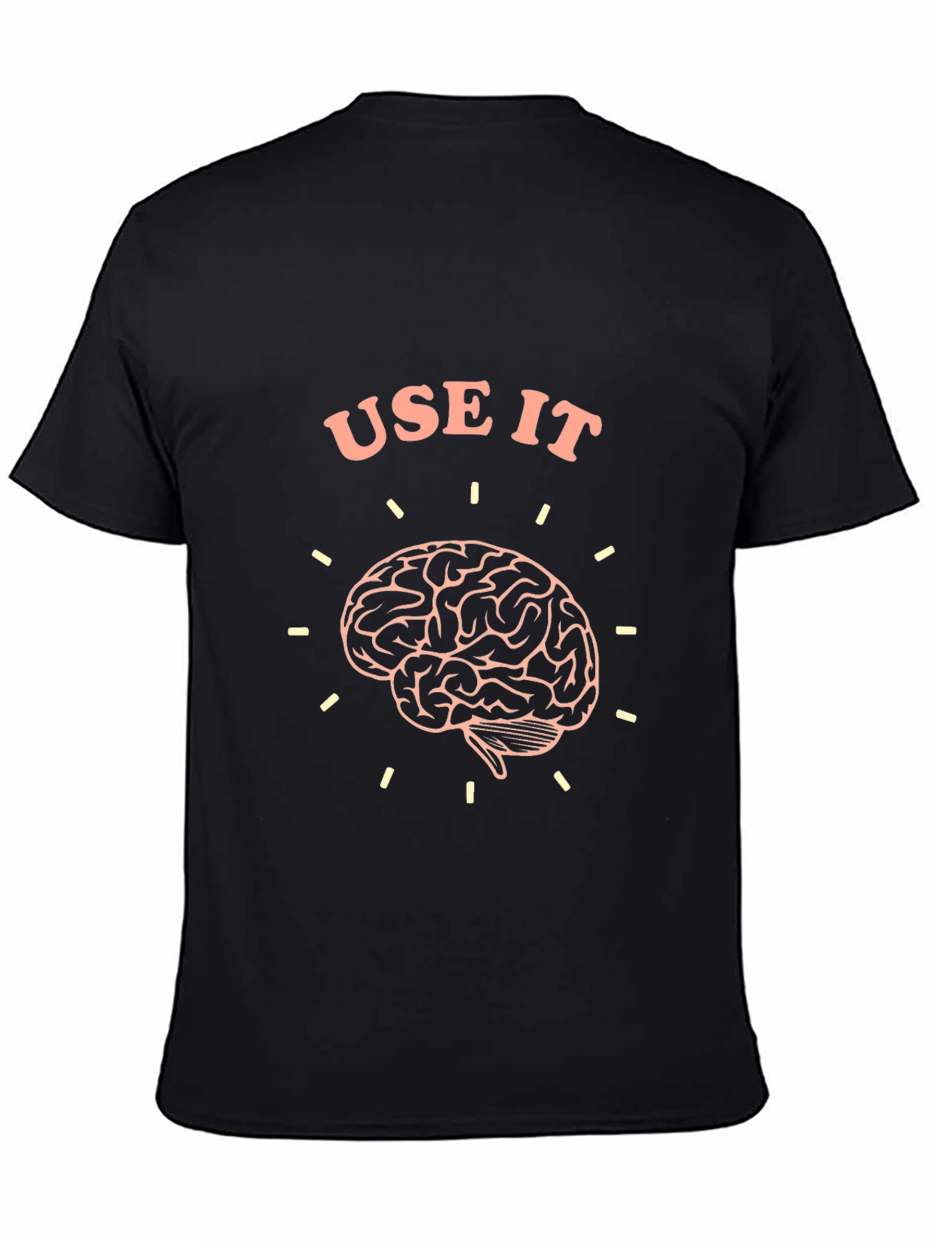 Black Use It Brain T-Shirt - Black Crew Neck Tee view 4