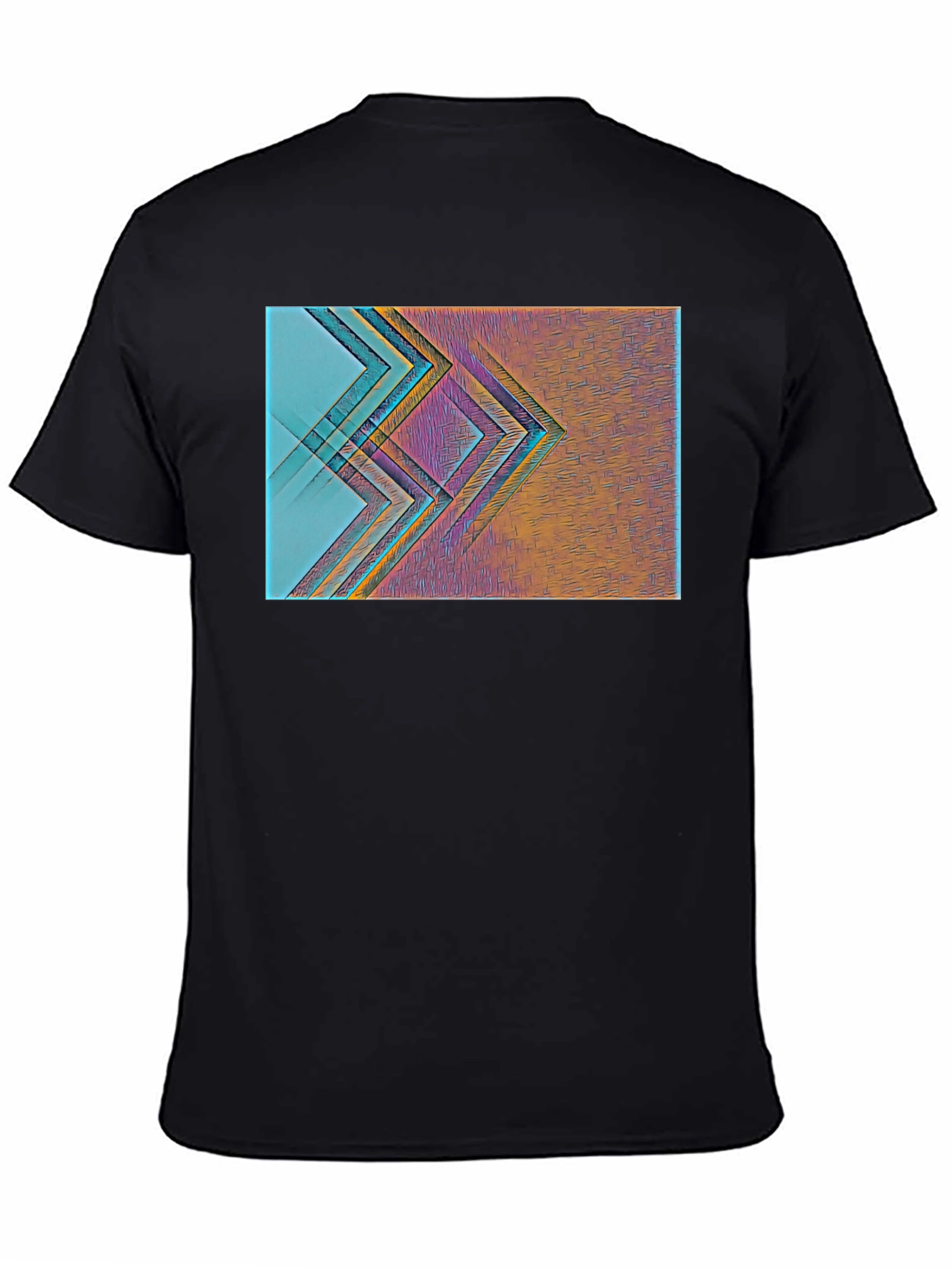 Black Abstract Geometric Print Black T-Shirt view 4