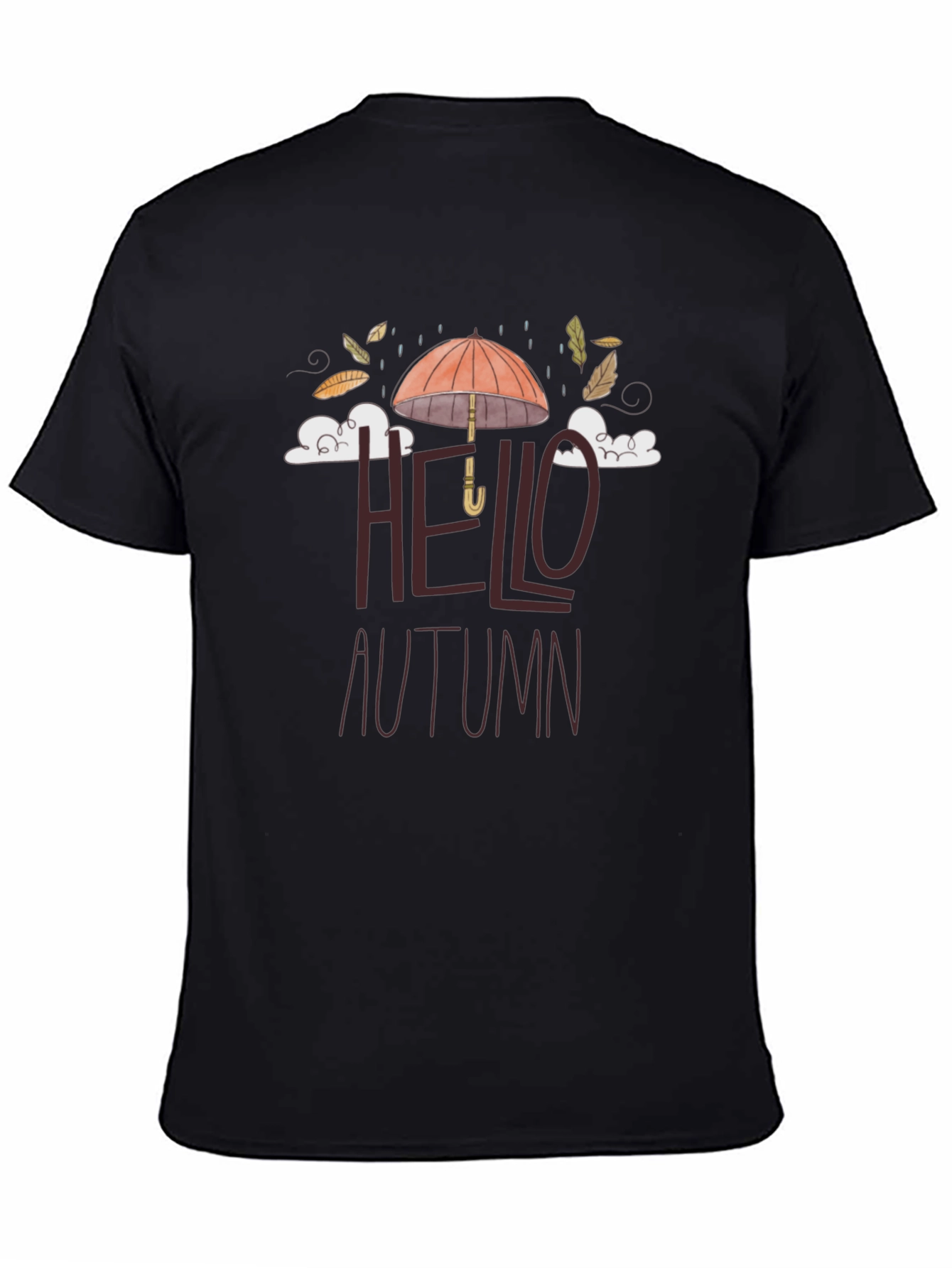 Black Hello Autumn Graphic Tee - Stylish Fall Season Shirt view 4