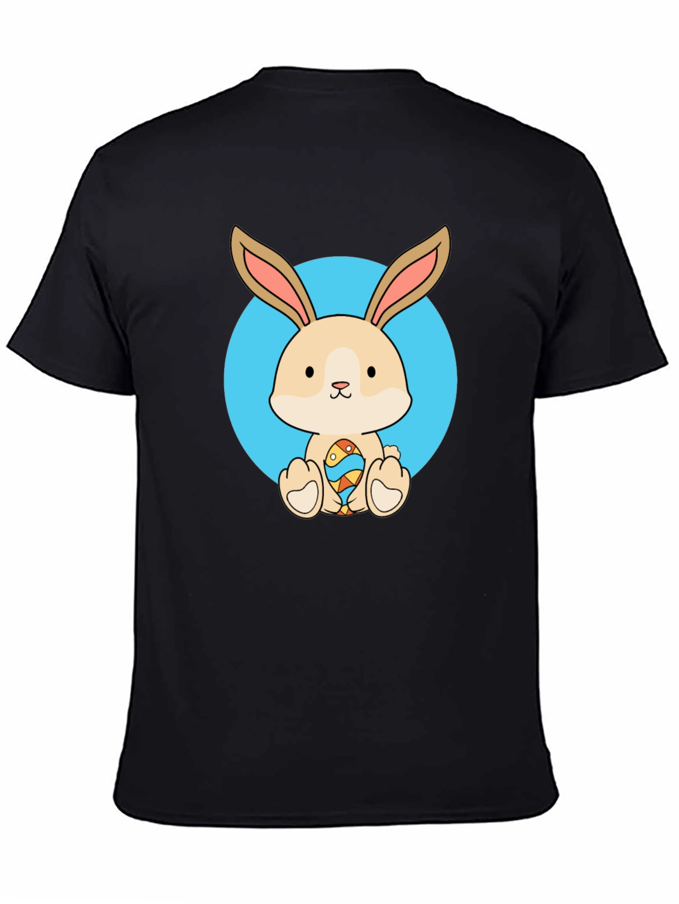 Black Cute Bunny Easter Egg Black T-Shirt view 4
