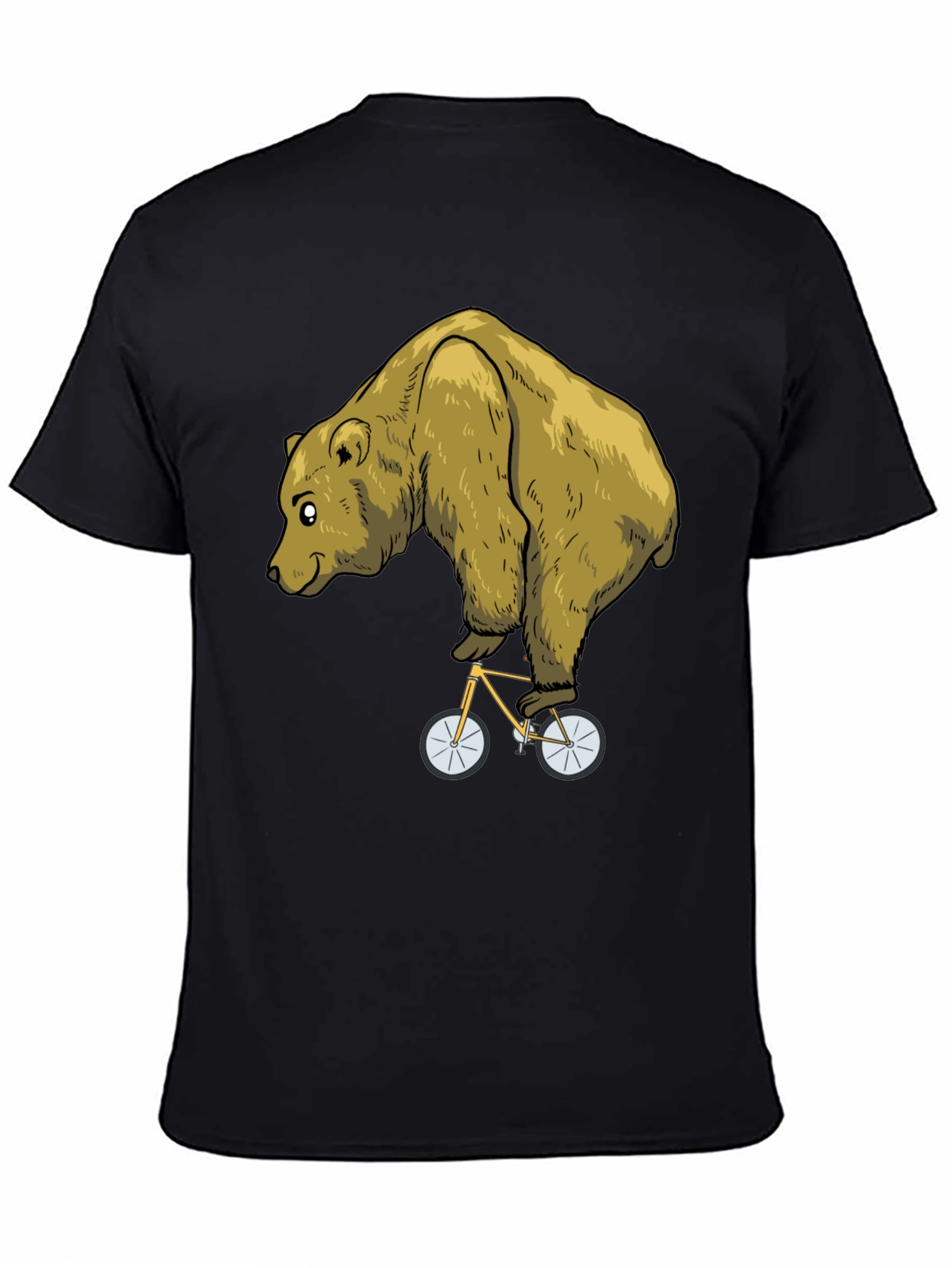 Black Bear on Bike Graphic Tee - Funny Animal T-Shirt view 4