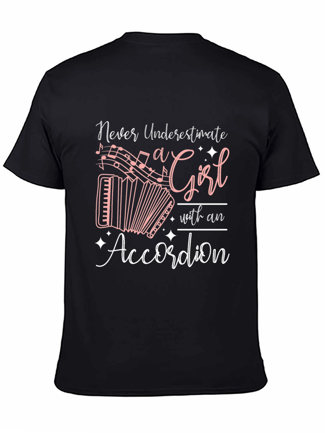 Black Accordion Girl Black Graphic Tee view 4