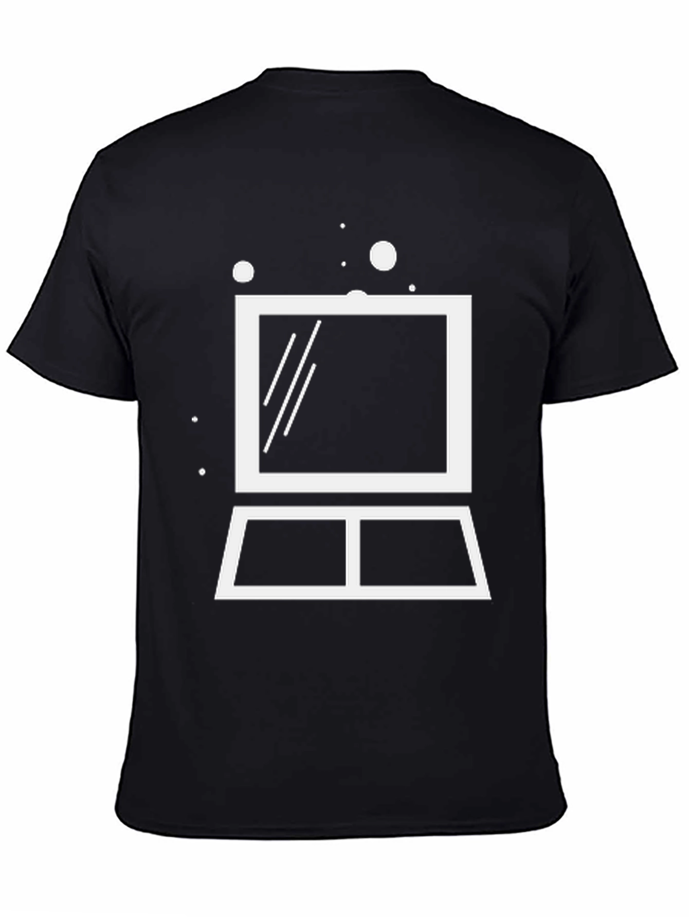 Black Minimalist Laptop Graphic Tee - Black Cotton Blend view 4