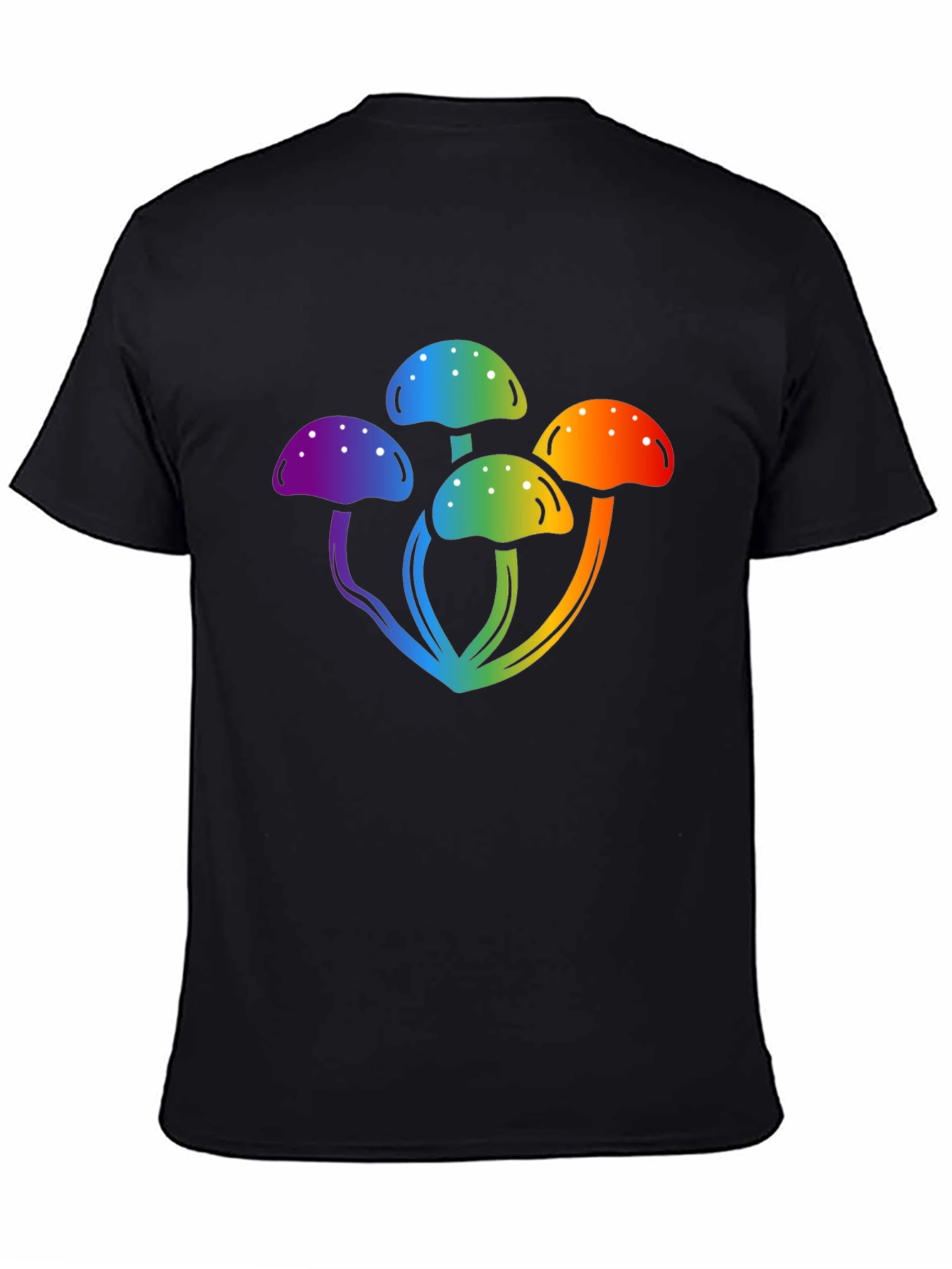 Black Rainbow Mushroom Graphic Black T-Shirt view 4