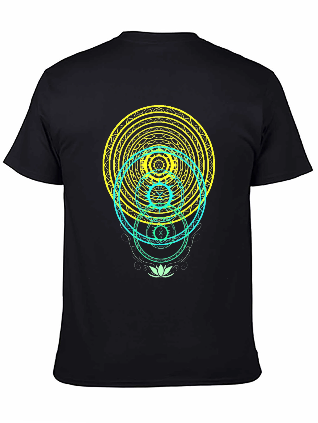 Black Geometric Mandala Graphic Tee - Black view 4