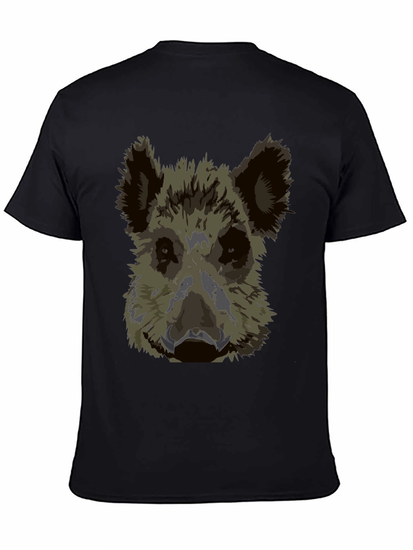 Black Wild Boar Graphic Tee - Black Cotton T-Shirt view 4