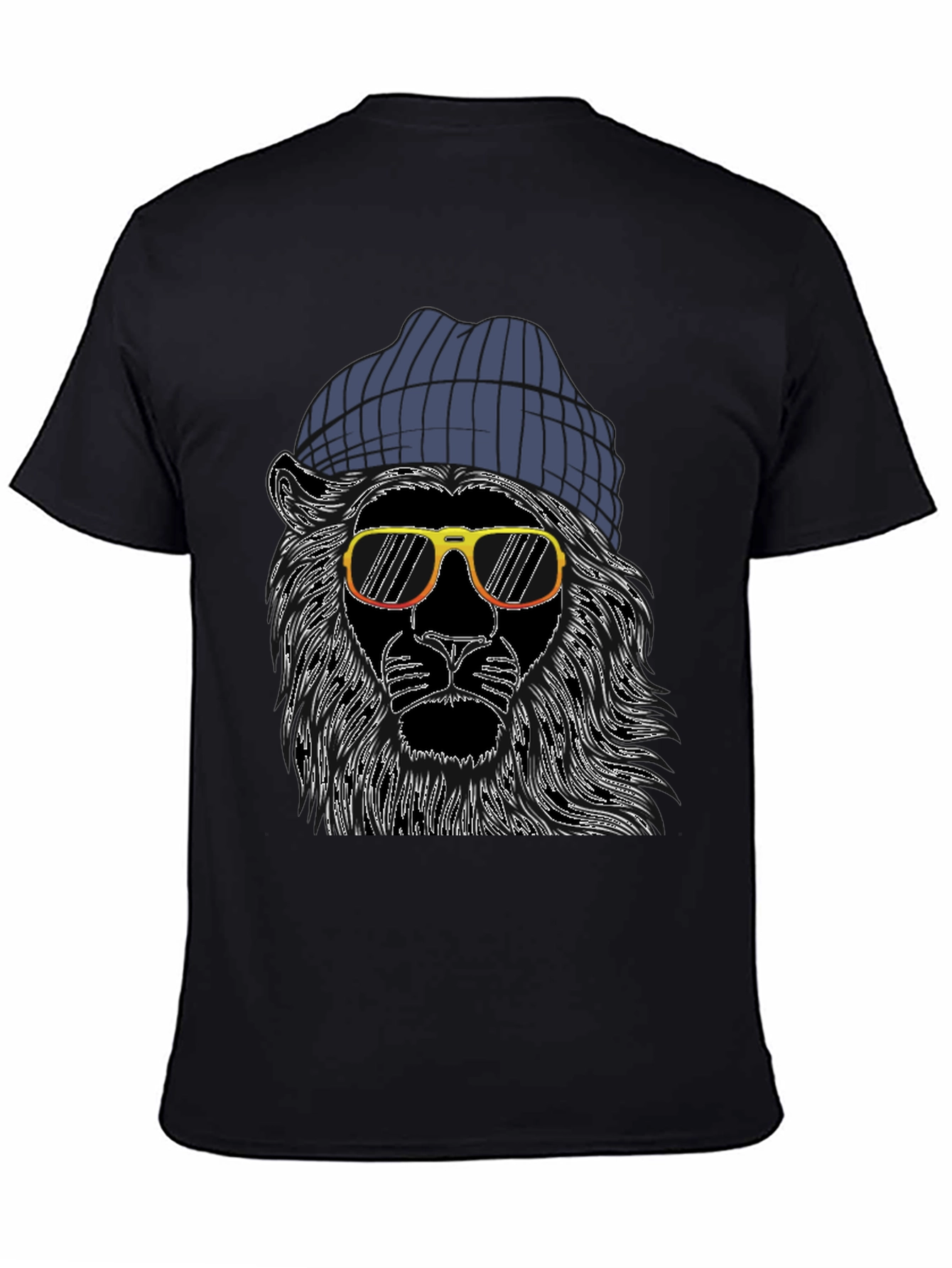 Black Cool Lion Graphic Tee - Men's Black T-Shirt view 4