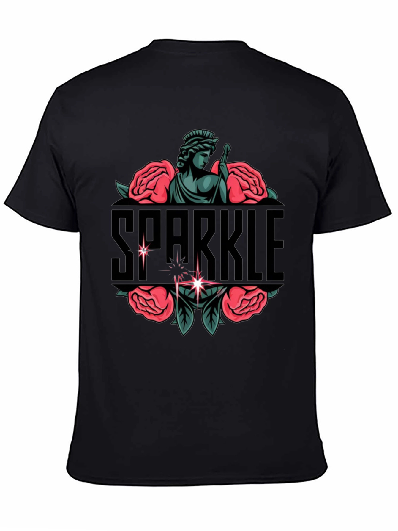 Black Sparkle Statue Graphic Black Tee view 4