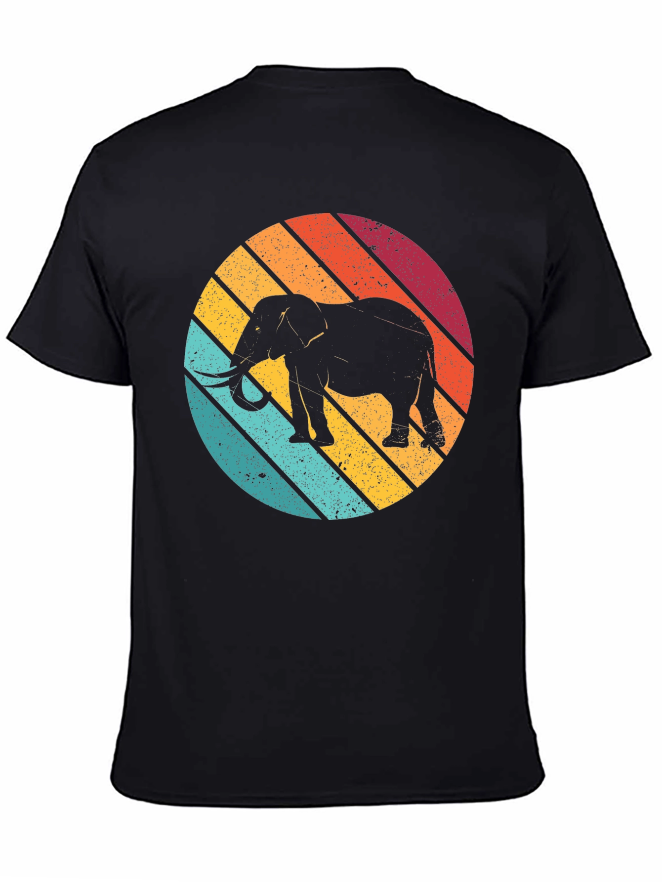 Black Retro Elephant T-Shirt - Vintage Style Graphic Tee view 4