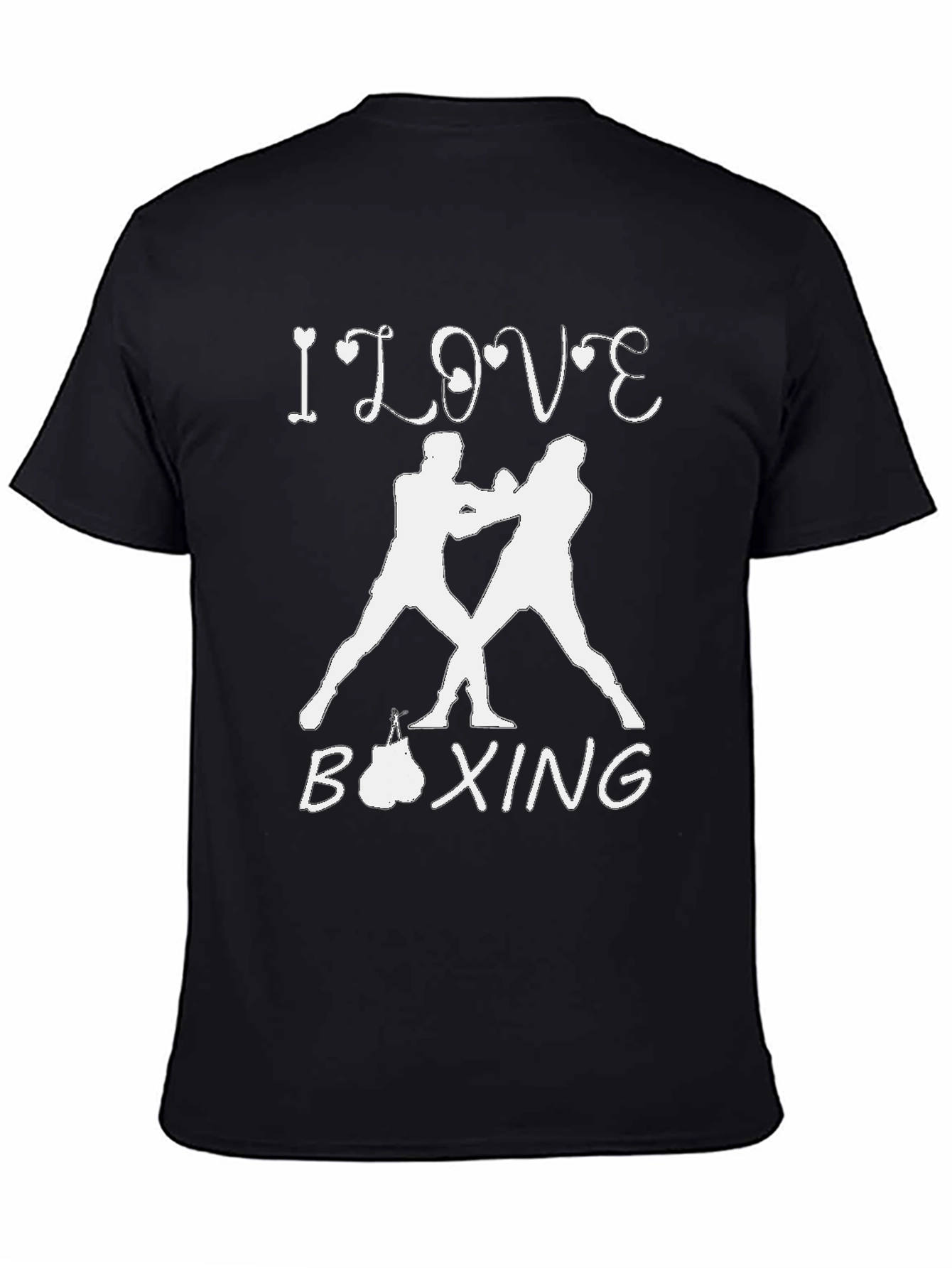 Black I Love Boxing Black T-Shirt view 4