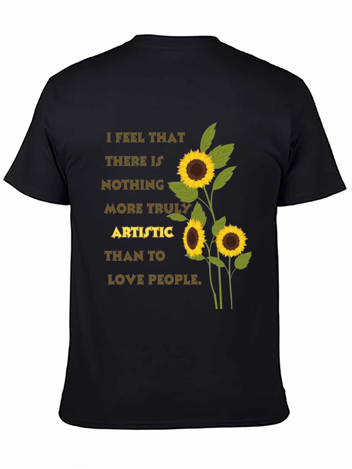 Black Artistic Sunflower T-Shirt - Love People Tee view 4