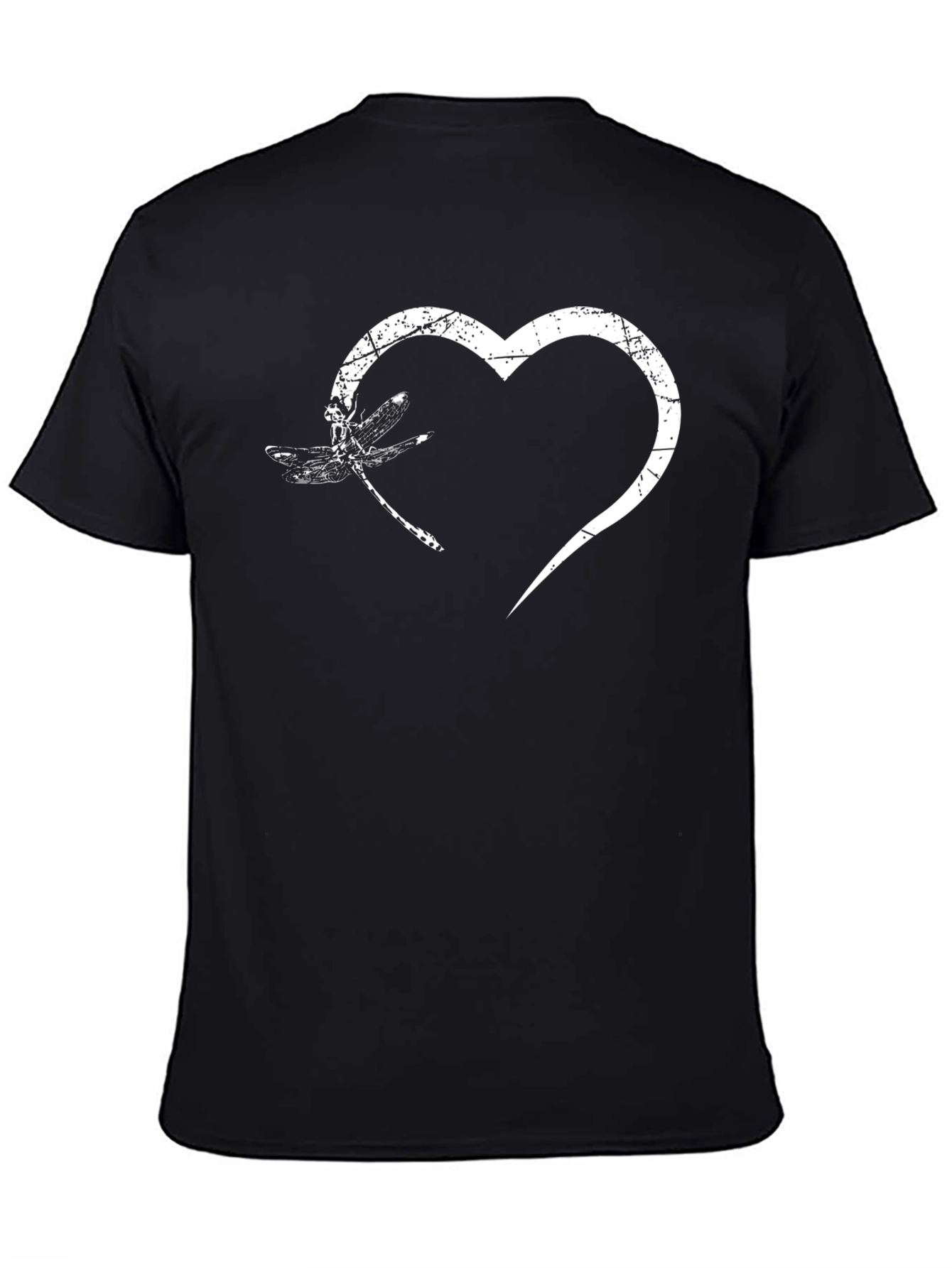 Black Dragonfly Heart Graphic Tee - Unisex Black T-Shirt view 4