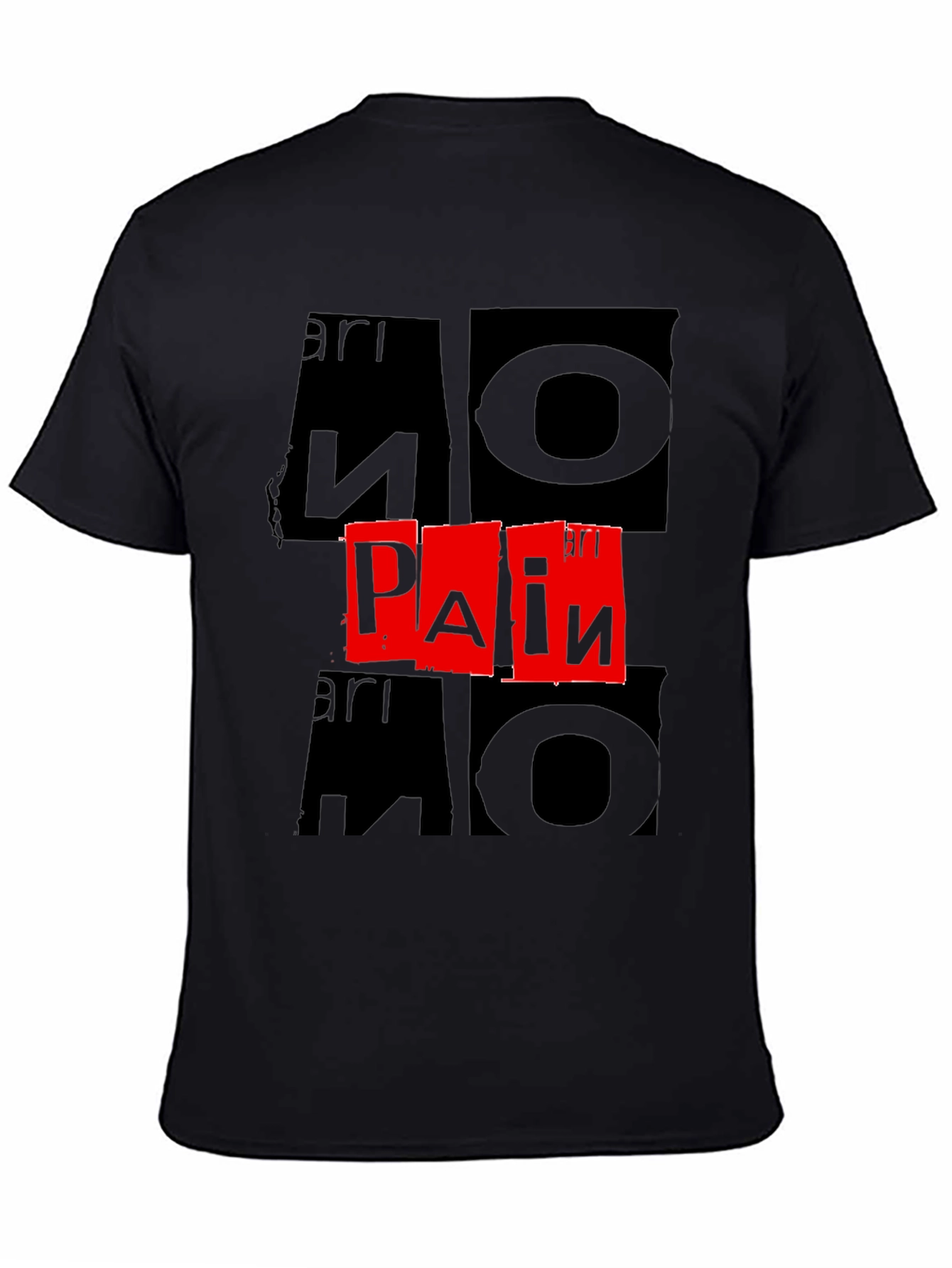 Black No Pain T-Shirt - Bold Graphic Print view 4