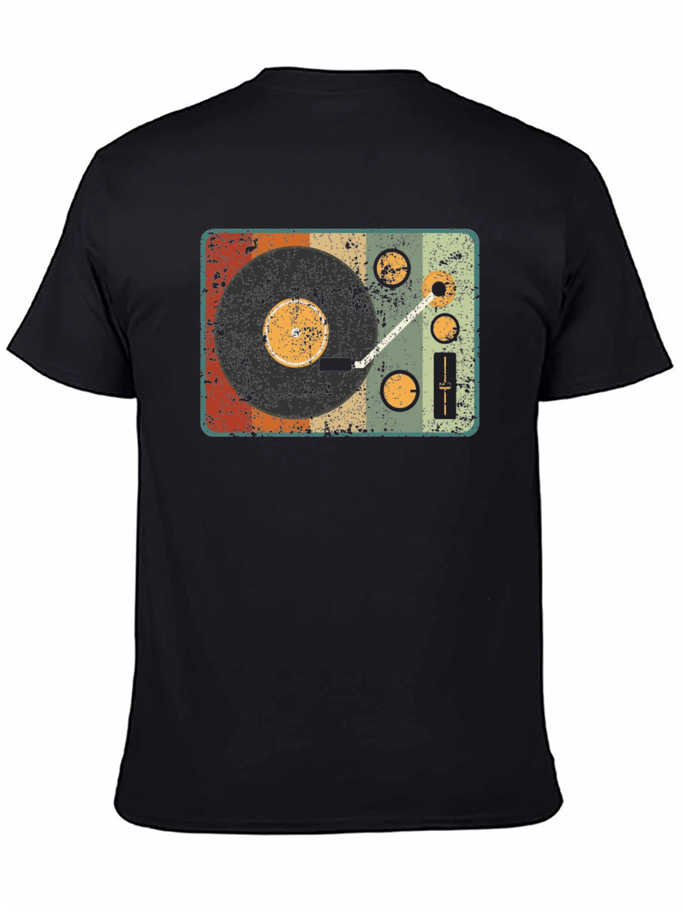 Black Retro Turntable Graphic T-Shirt - Vintage Music Lover Tee view 4