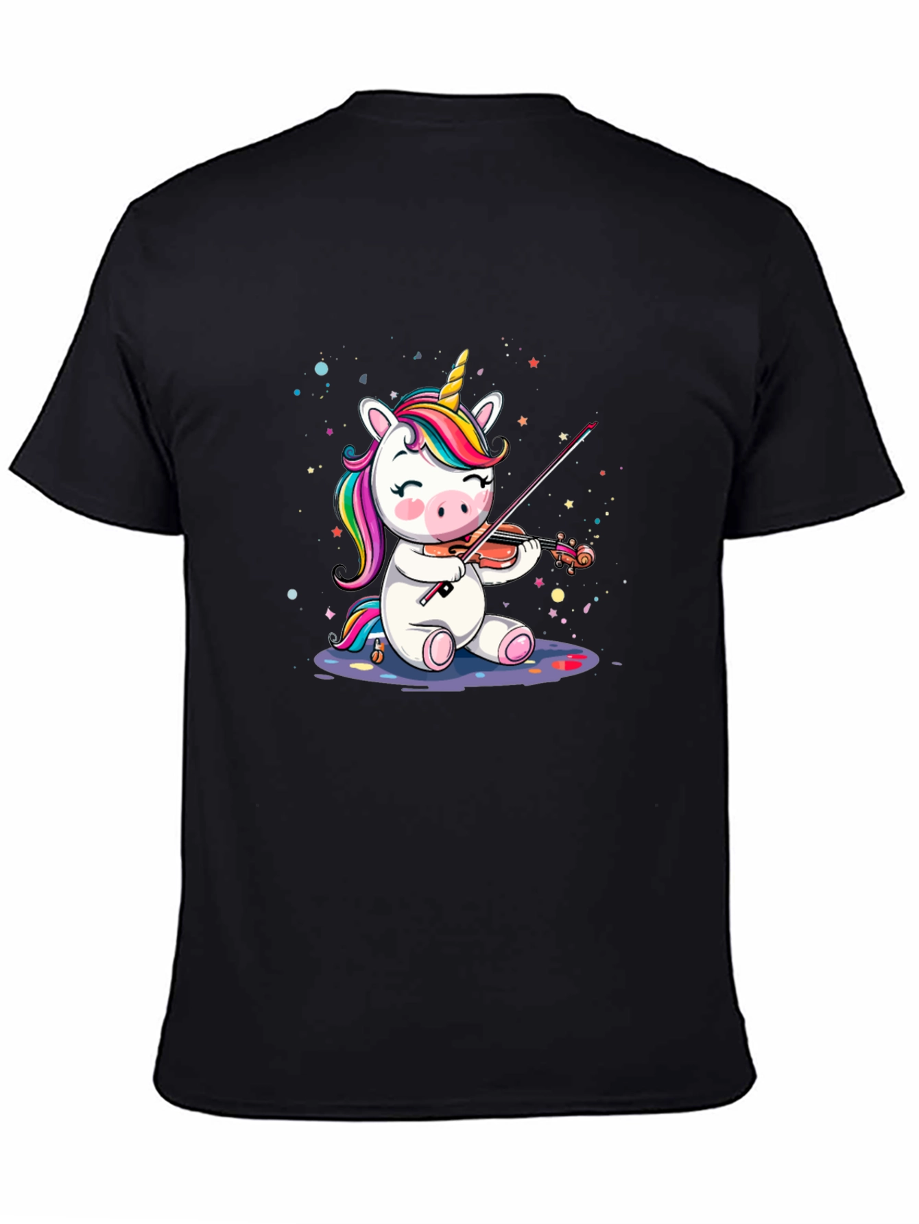 Black Unicorn Violinist Graphic T-Shirt - Black view 4