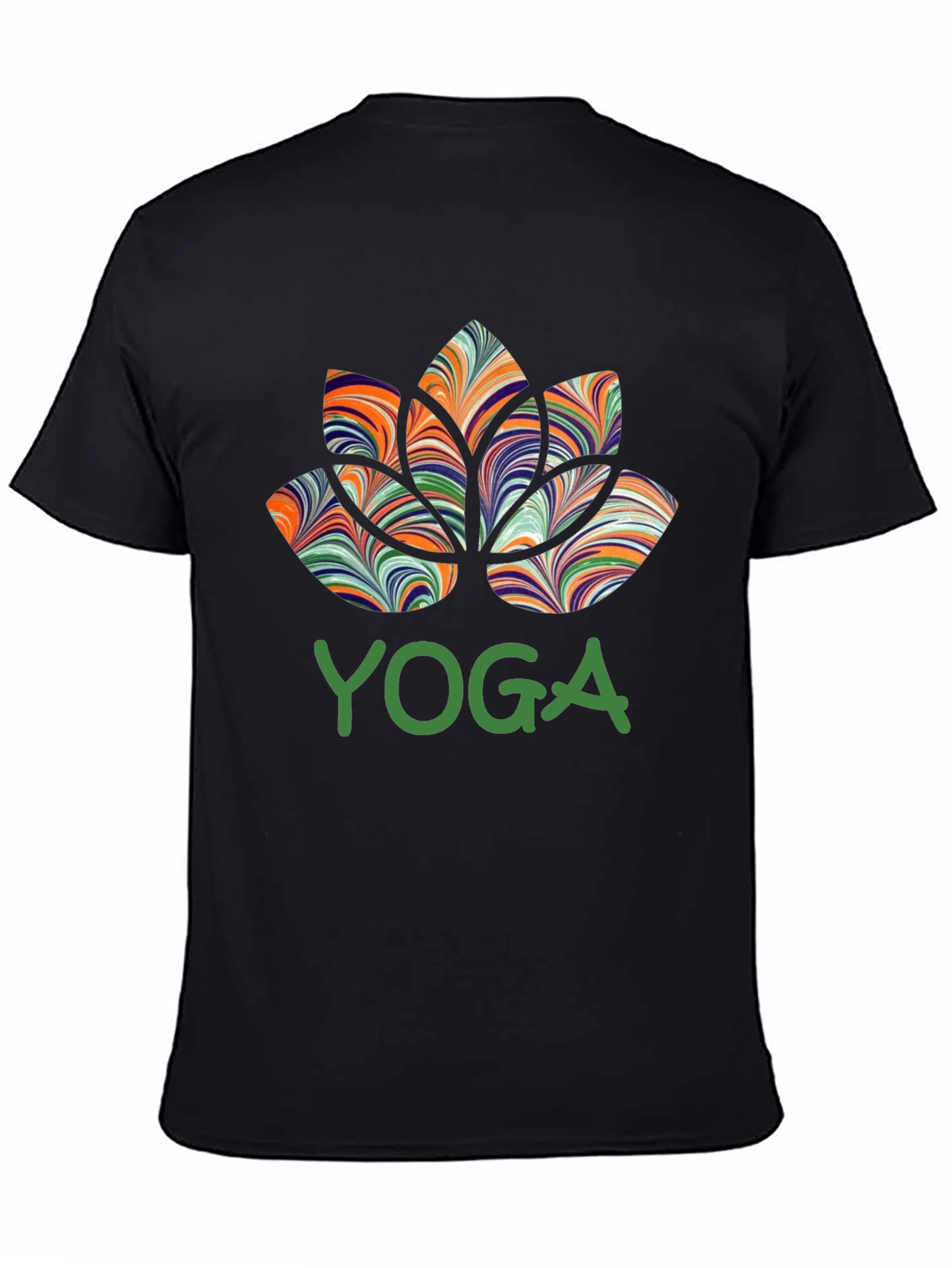 Black Yoga Lotus Flower Graphic T-Shirt view 4