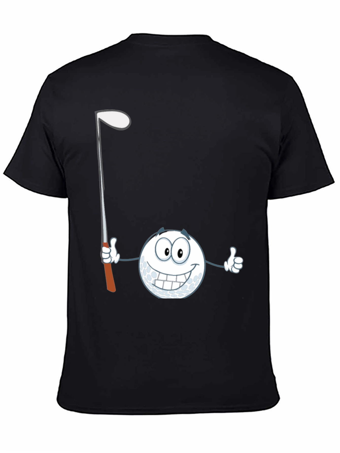 Black Golf Ball Cartoon T-Shirt - Funny Golfer Tee view 4