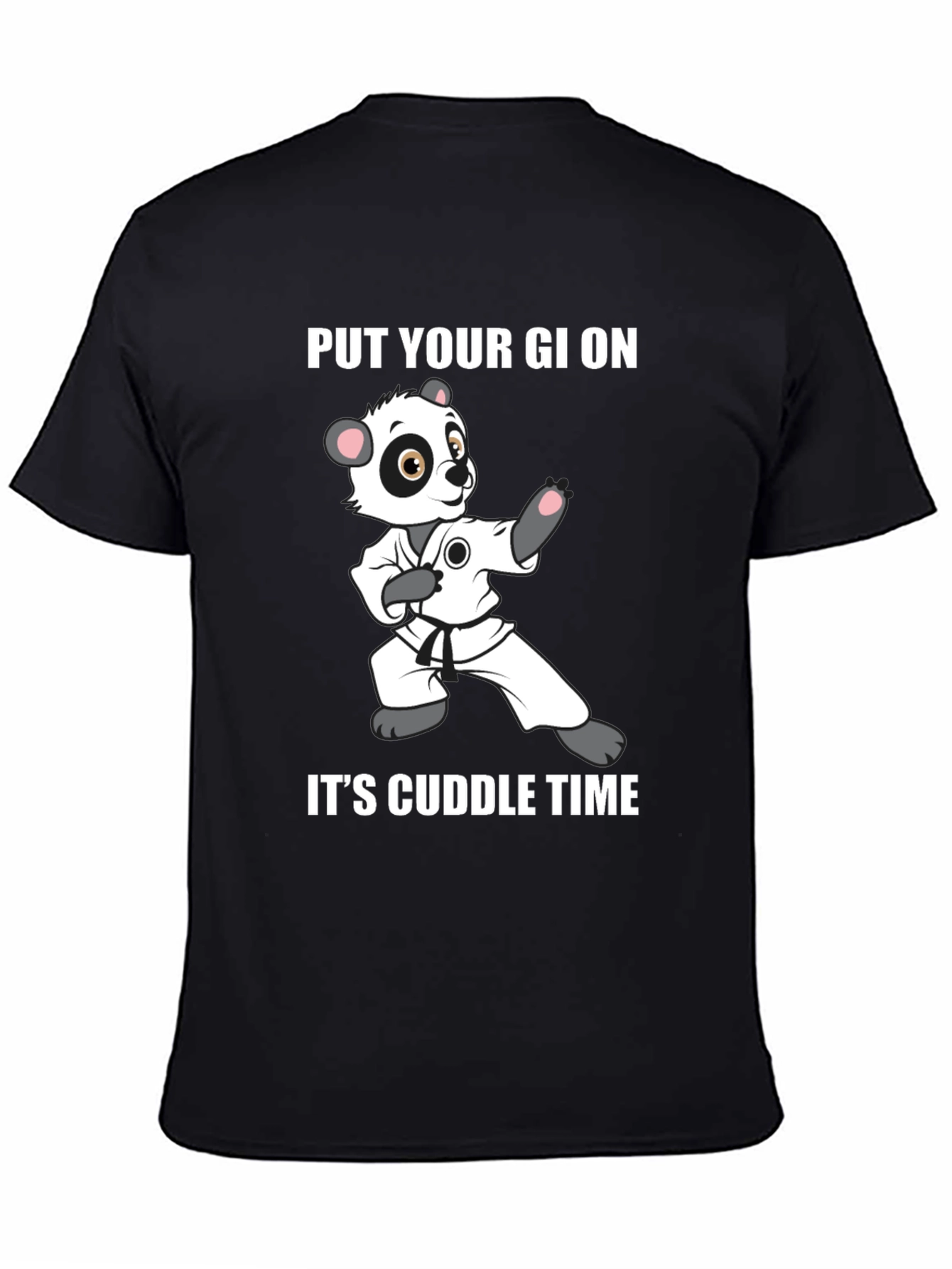 Black Panda Karate Cuddle Time T-Shirt view 4