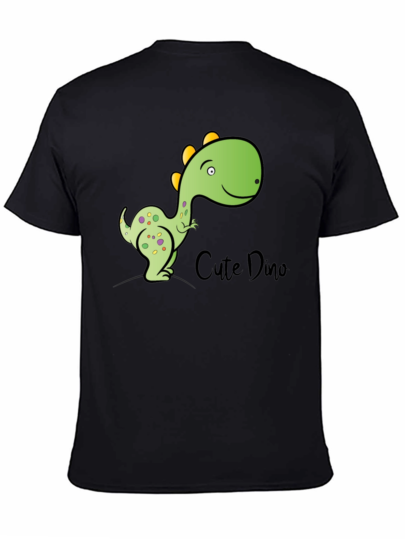 Black Cute Dino T-Shirt - Black Cotton Blend view 4
